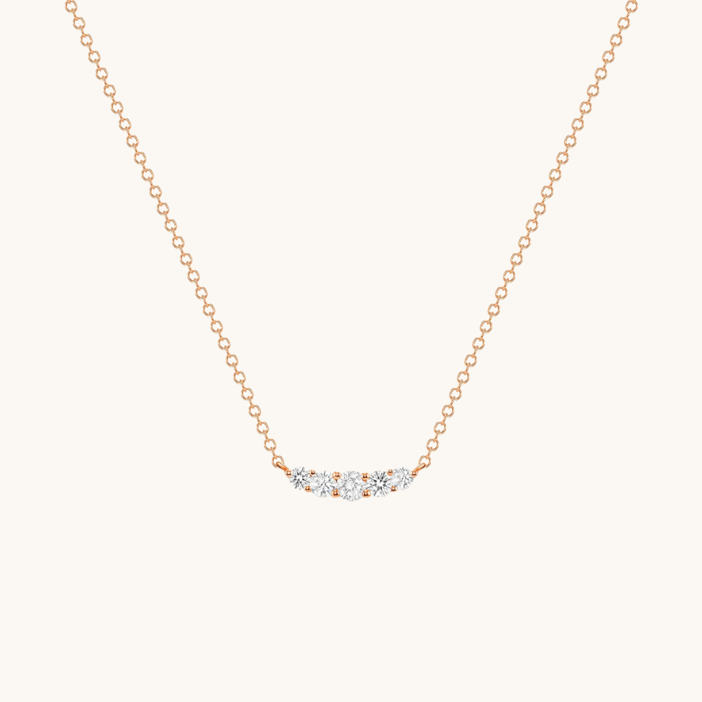 Dainty 5 Diamond Bar Pendant Necklace - Happy Jewelers Fine Jewelry Lifetime Warranty