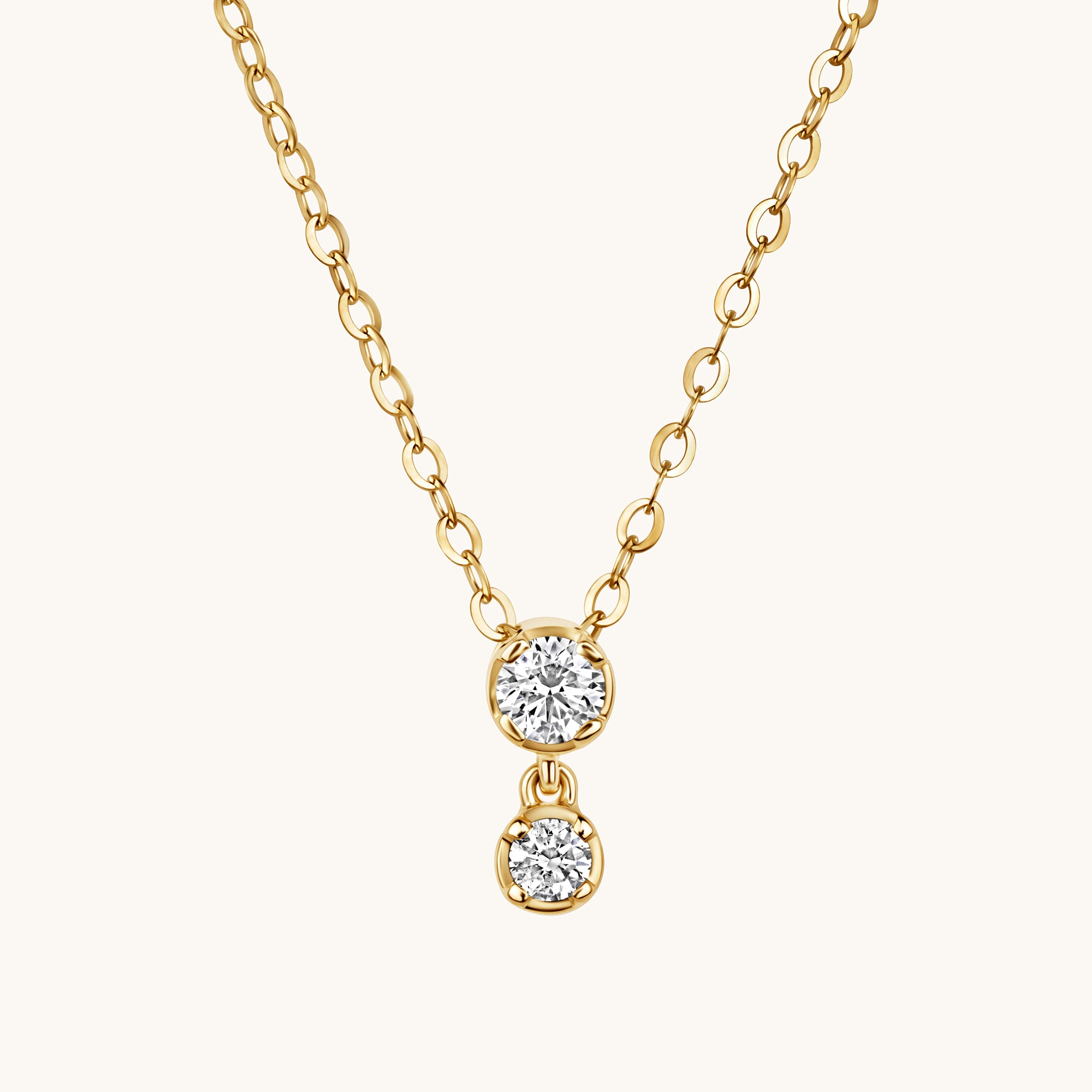 Yellow Gold Dainty Diamond Drop Pendant Necklace