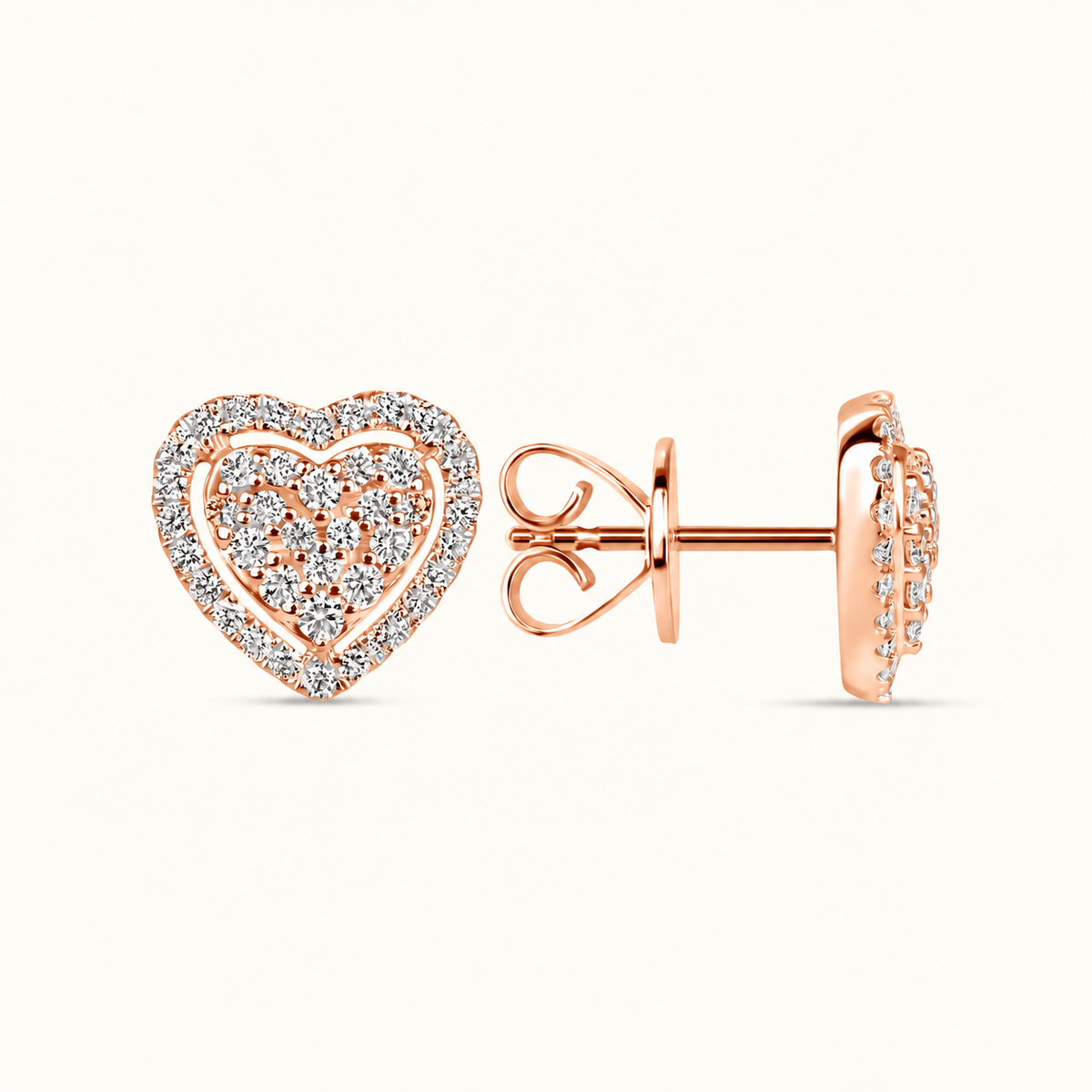 Diamond Heart Halo Earrings