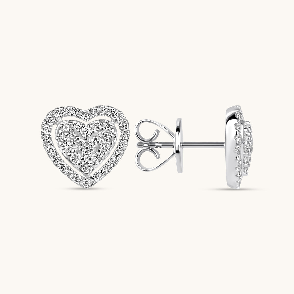Diamond Heart Halo Earrings