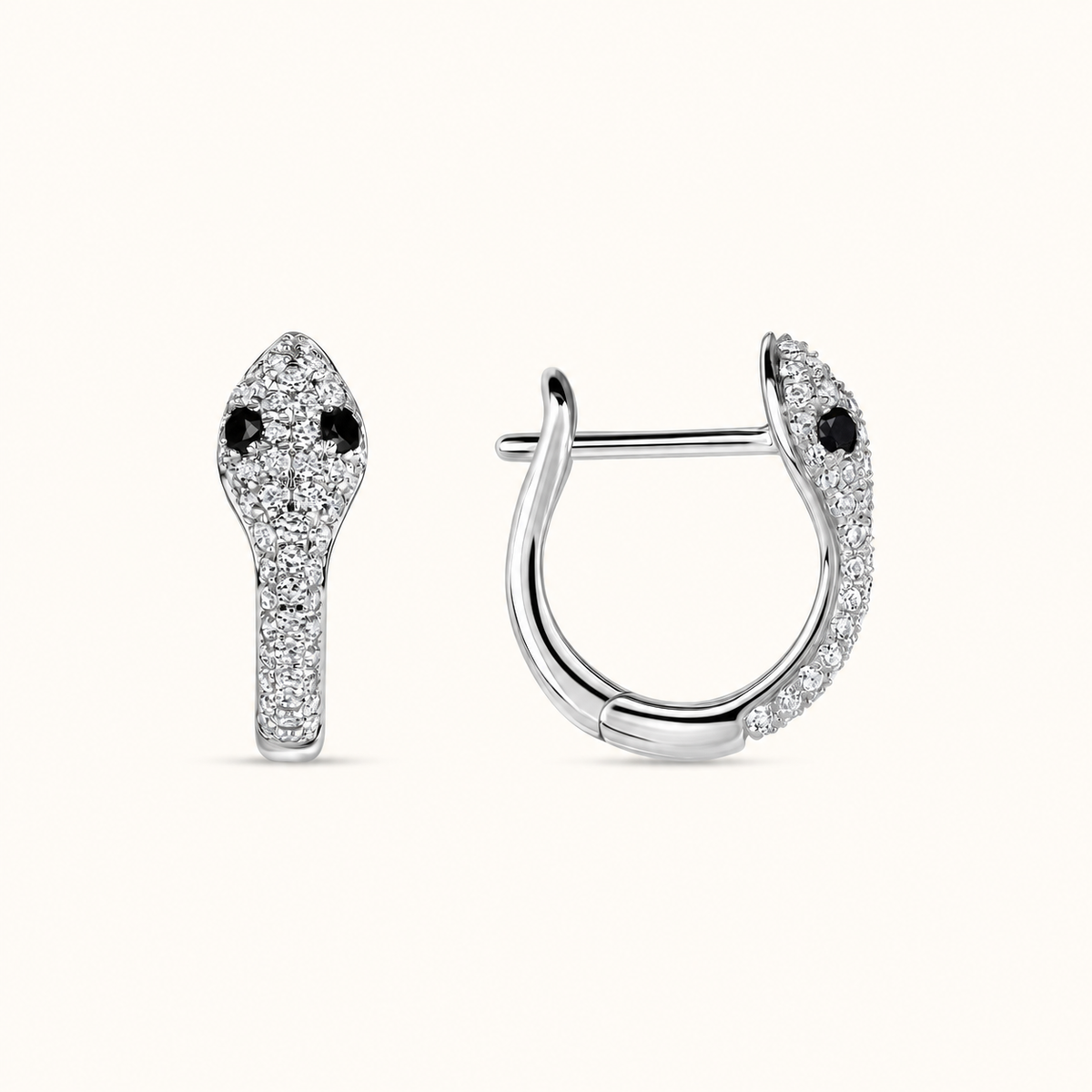 Diamond Snake Huggie Earrings