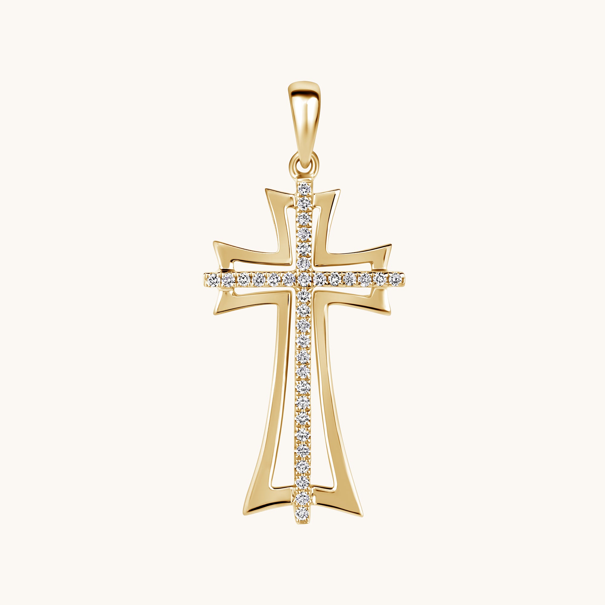Diamond Double Cross Pendant – Happy Jewelers