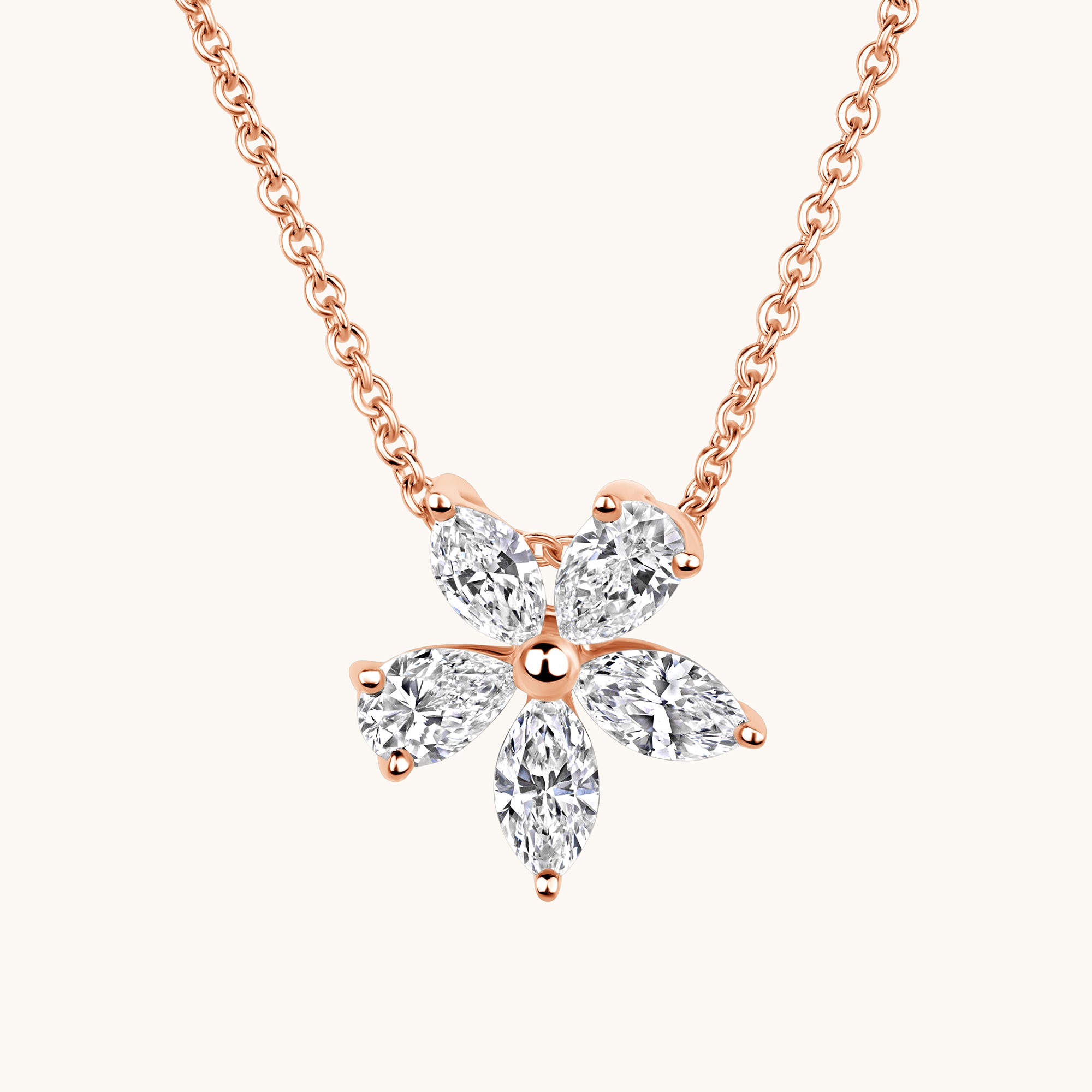 Rose Gold Diamond Flower Necklace