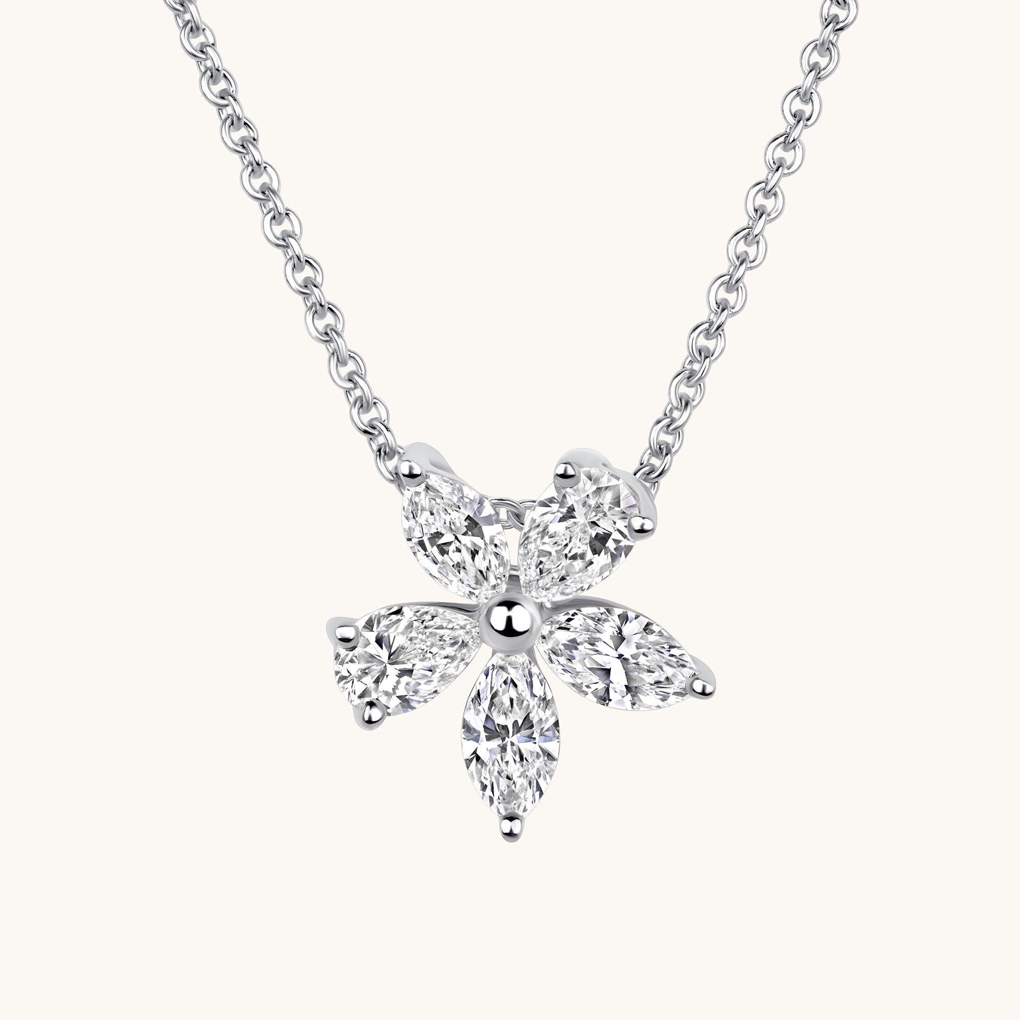 White Gold Diamond Flower Necklace