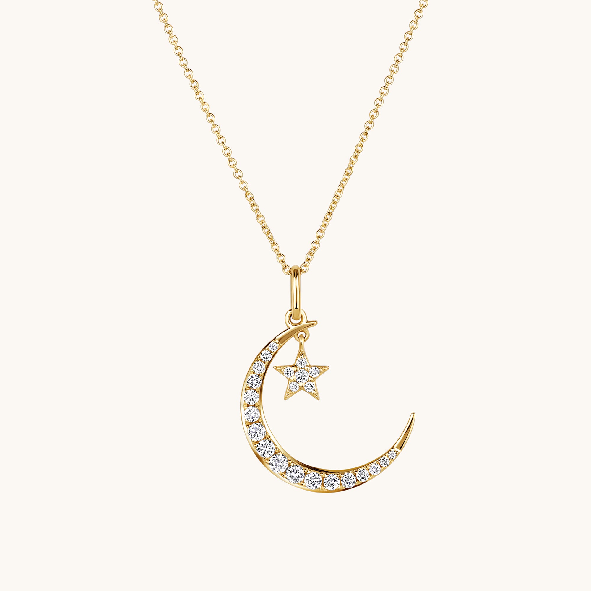 Diamond Moon and Star Necklace - Happy Jewelers Fine Jewelry Lifetime Warranty
