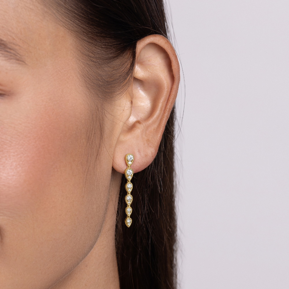 Diamond Pear Illusion Drop Earrings - Happy Jewelers Fine Jewelry Lifetime Warranty