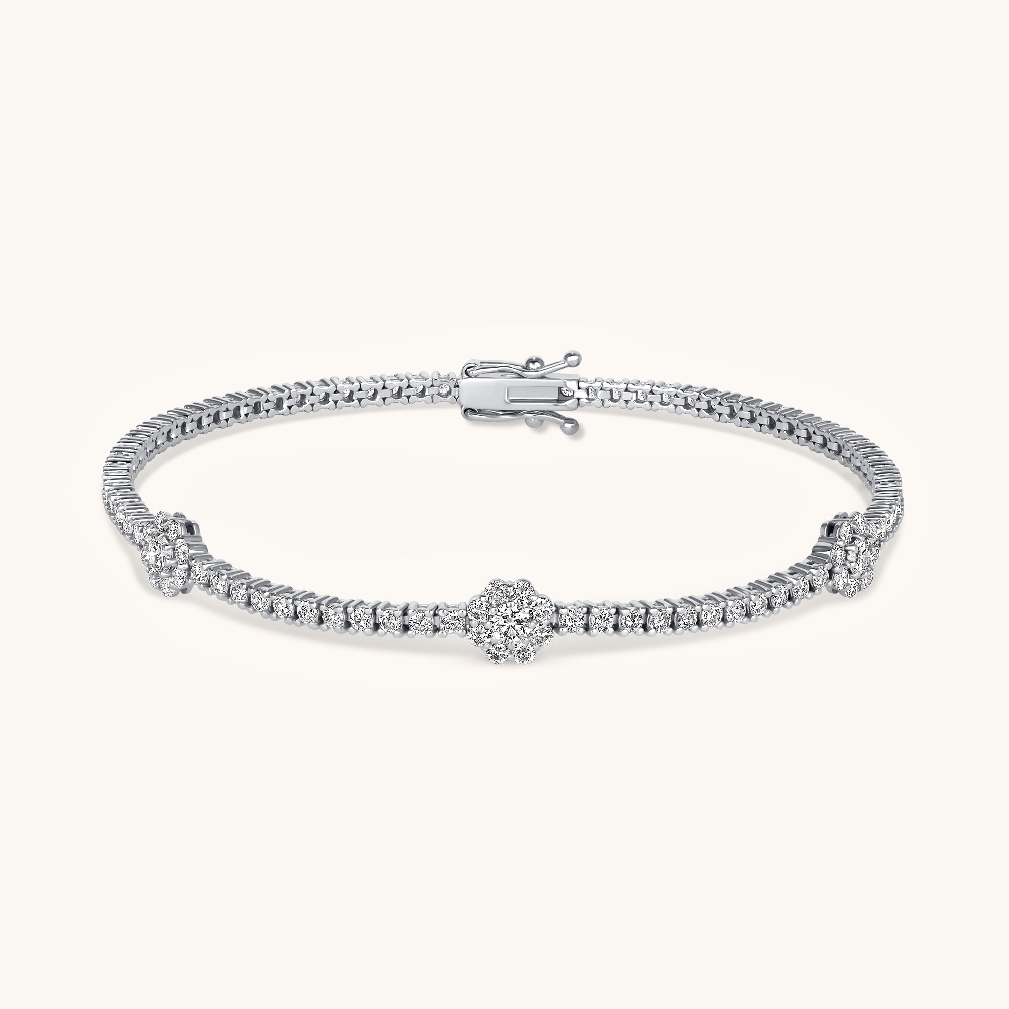 Diamond Three Flower Tennis Bracelet
