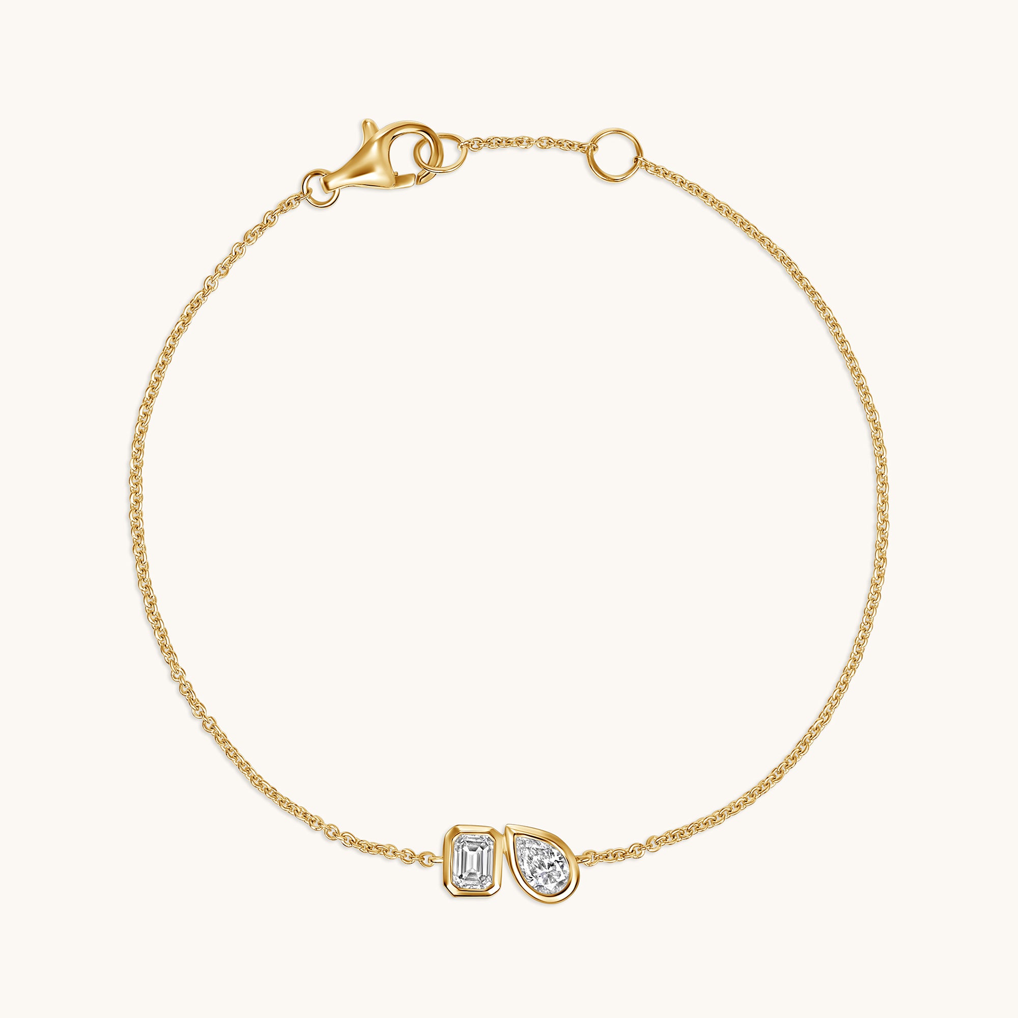 Yellow Gold Diamond Toi et Moi Dainty Bracelet