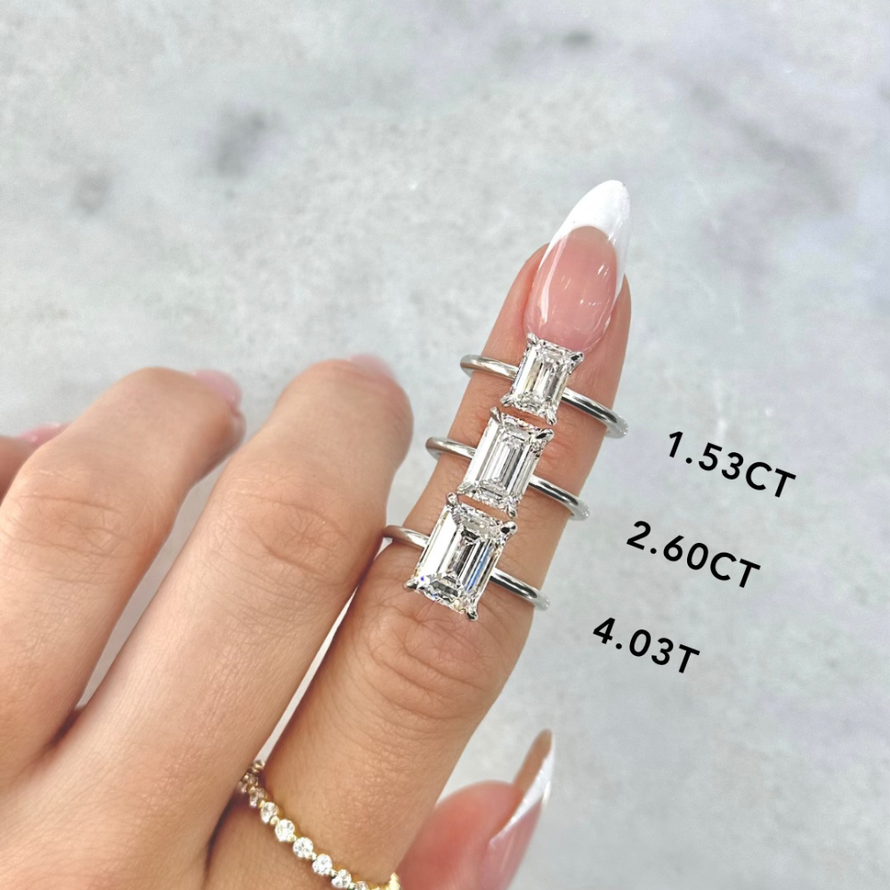 Emerald Lab Diamond Solitaire Engagement Ring - Happy Jewelers Fine Jewelry Lifetime Warranty