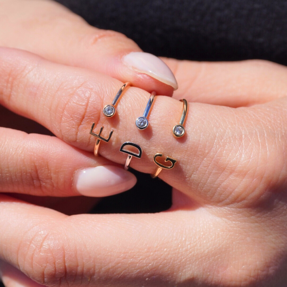 Diamond Initial Ring - Happy Jewelers Fine Jewelry Lifetime Warranty