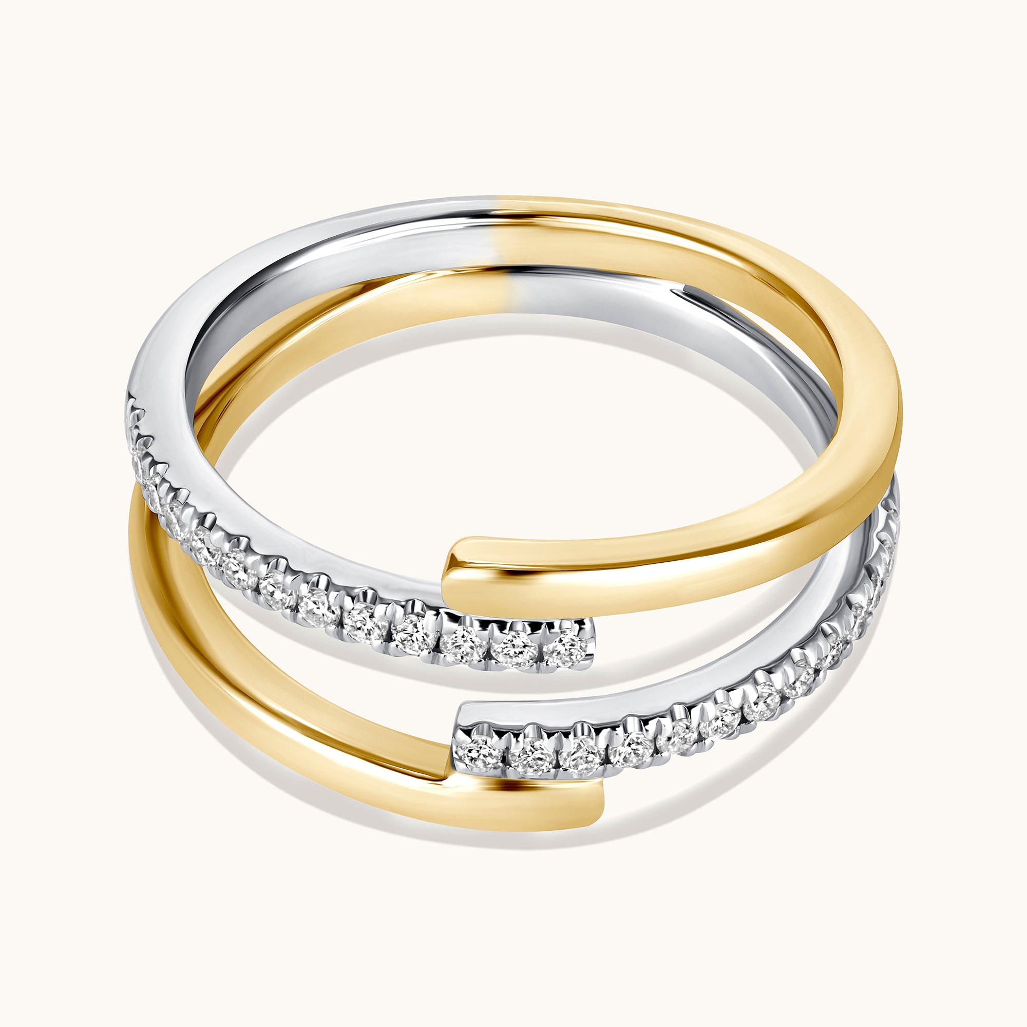 Double Banded Half Diamond Ring – Happy Jewelers