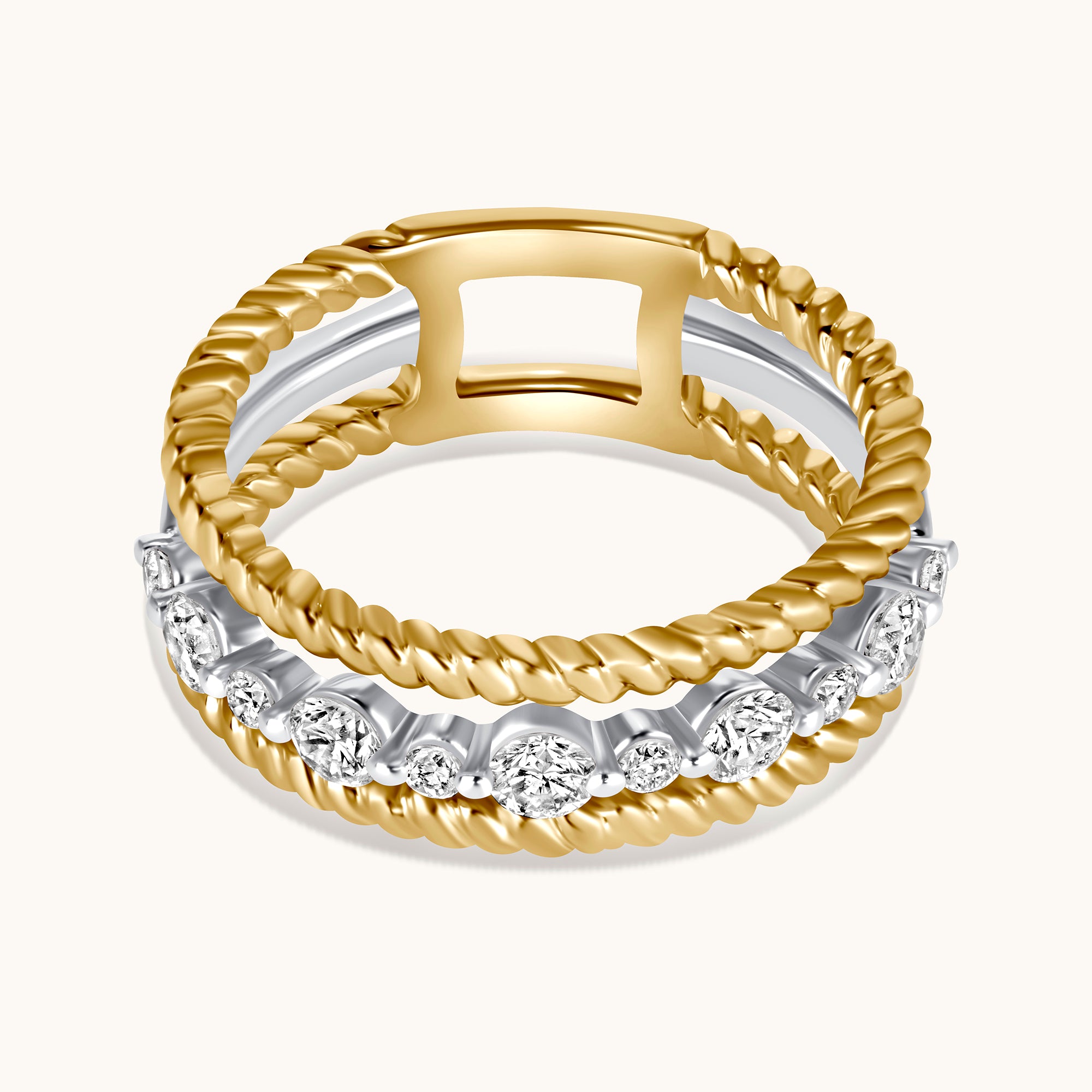 Double Cable Diamond Halfway Band - Happy Jewelers Fine Jewelry Lifetime Warranty