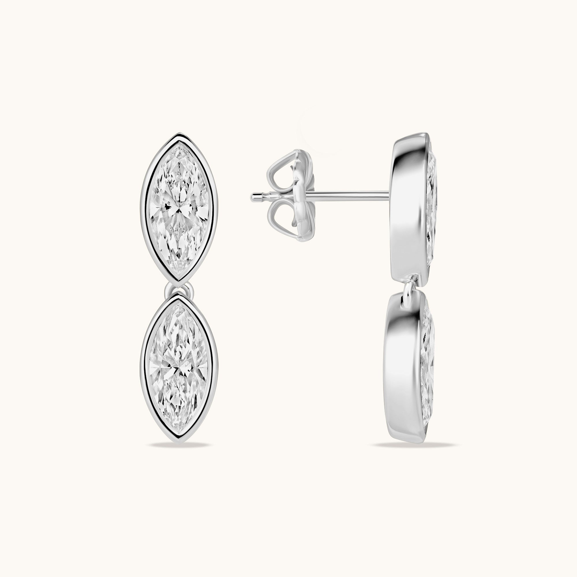 Double Marquise Lab Diamond Drop Earrings