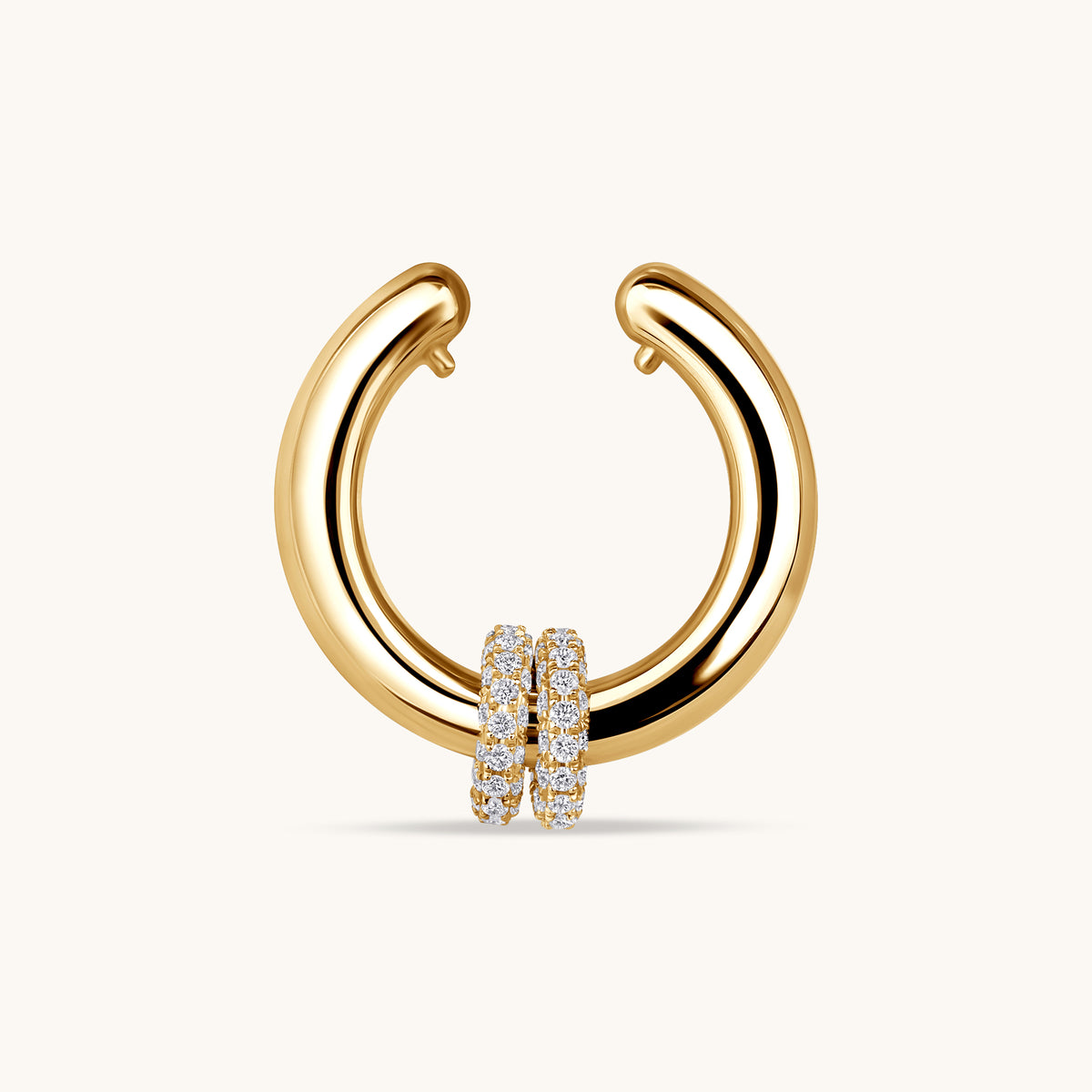 Yellow Gold Double Pave Diamond Ear Cuff