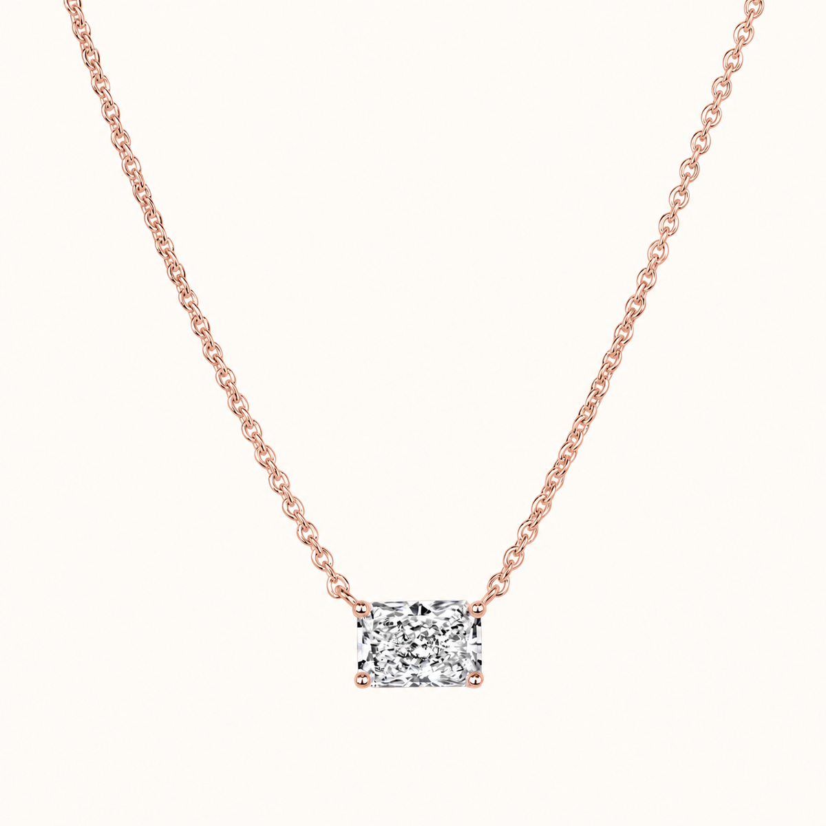 East-West Lab Radiant Diamond Solitaire Pendant