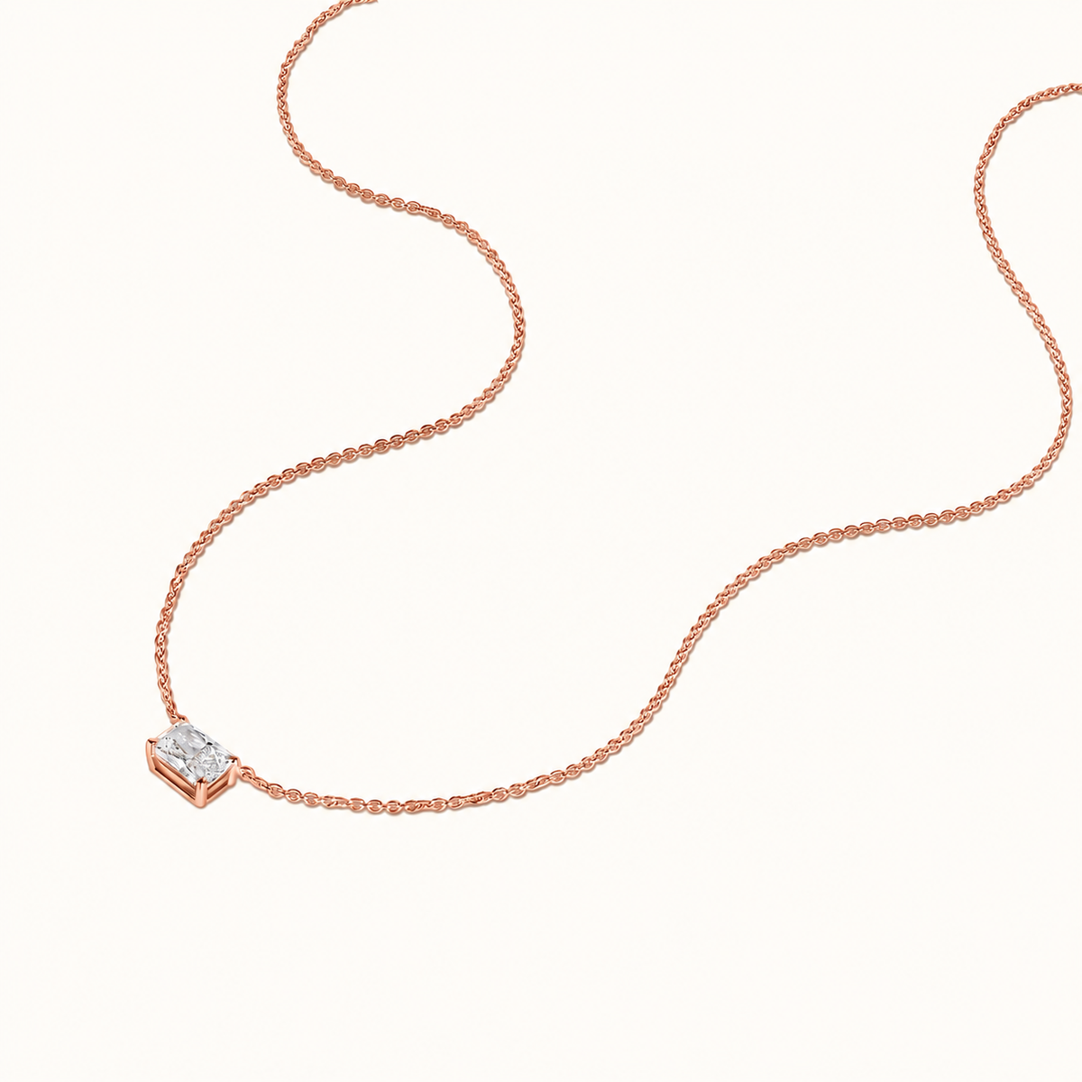 East-West Lab Radiant Diamond Solitaire Pendant