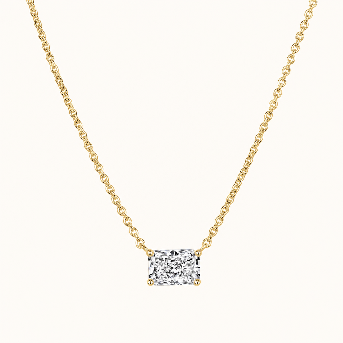 East-West Lab Radiant Diamond Solitaire Pendant