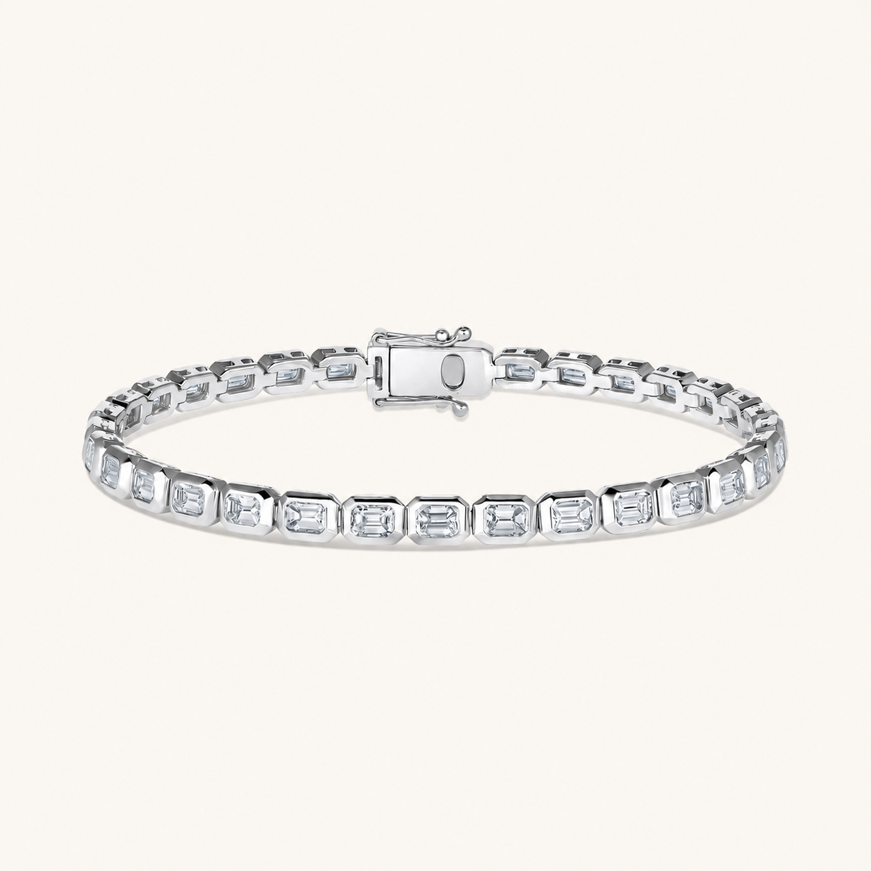 White Gold East-West Emerald Tennis Bracelet