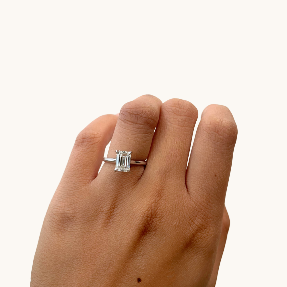 2.02 Emerald Lab Diamond Engagement Ring with Hidden Halo - Happy Jewelers Fine Jewelry Lifetime Warranty