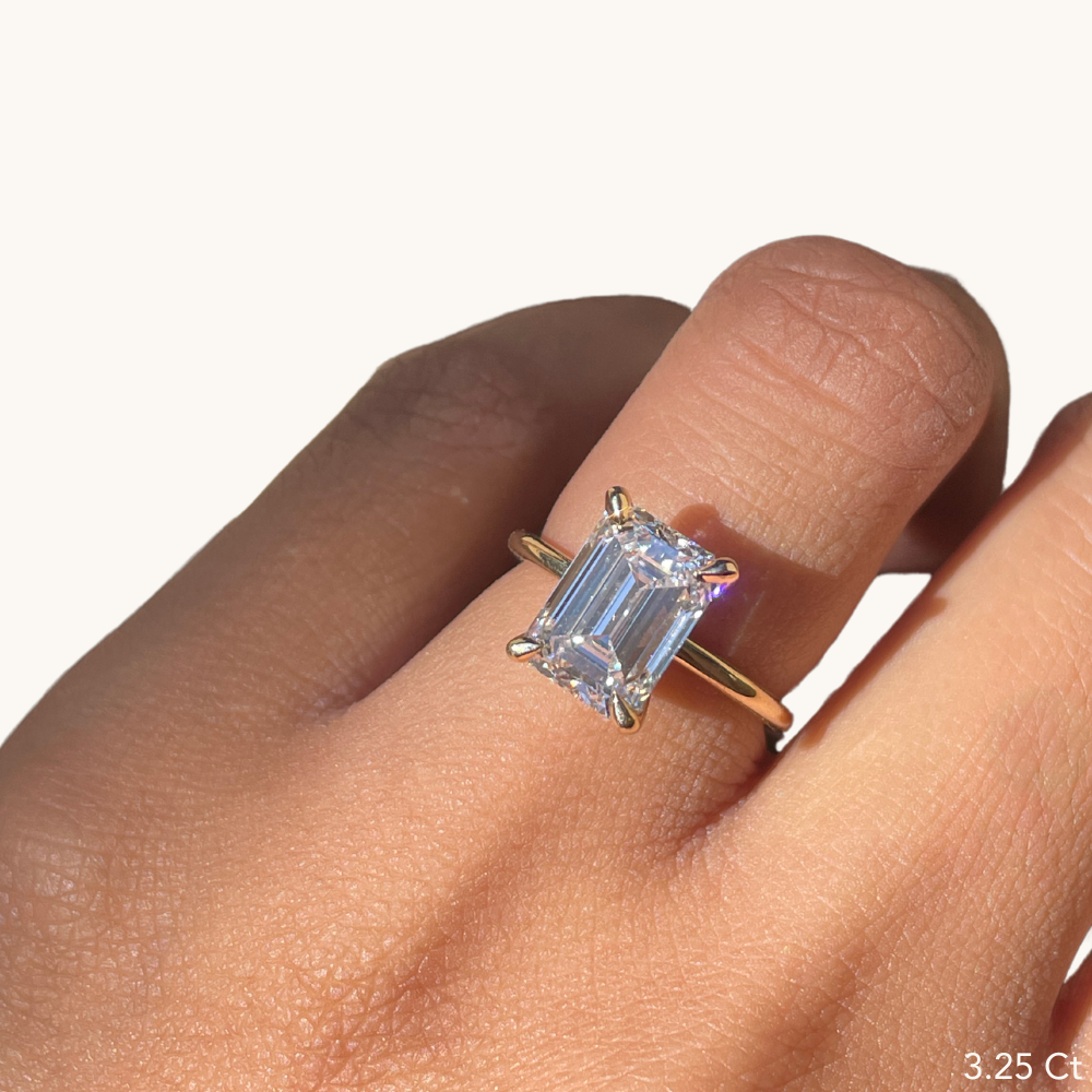 Emerald Lab Diamond Solitaire Engagement Ring - Happy Jewelers Fine Jewelry Lifetime Warranty