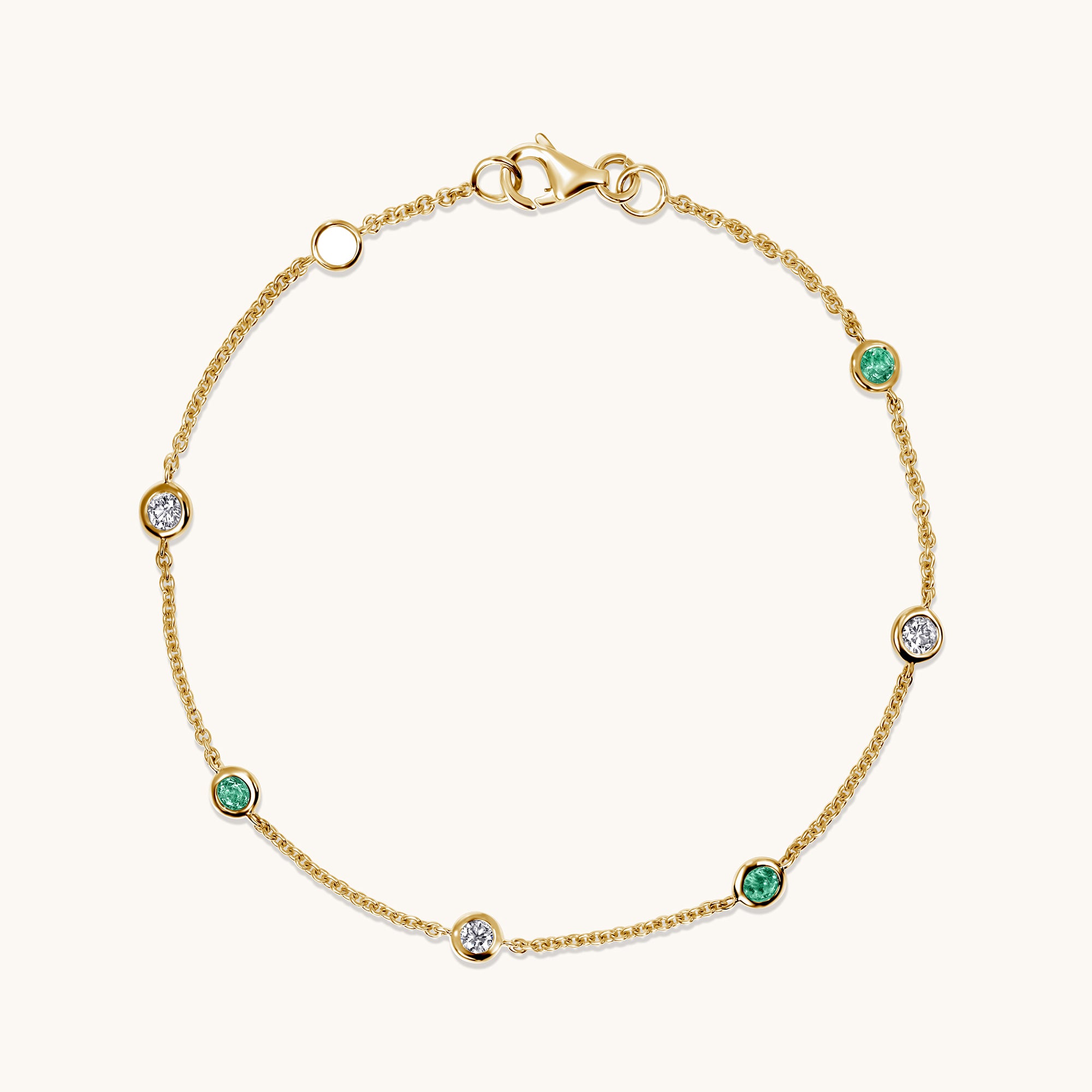 Emerald Alternating Diamond Bezel Bracelet & Blue Sapphire Alternating Diamond Bezel Bracelet On Figure