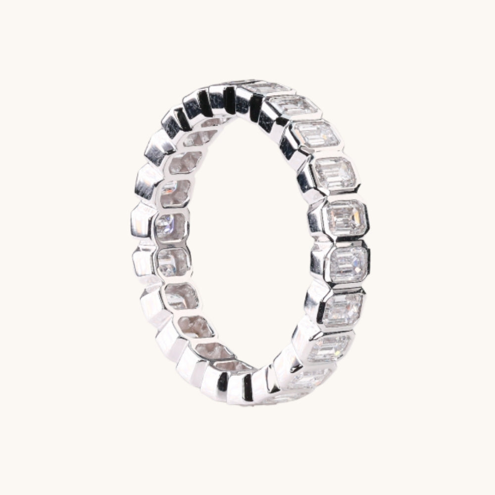 Bezel Set Emerald Lab Diamond Eternity Band - Happy Jewelers Fine Jewelry Lifetime Warranty
