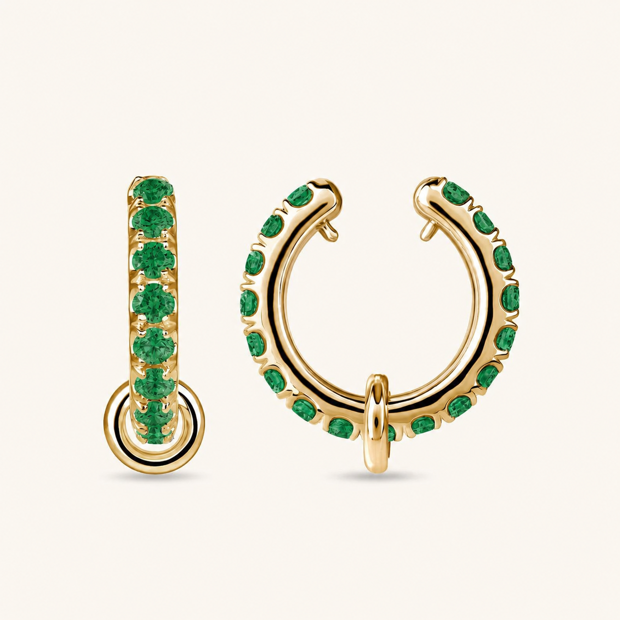 Yellow Gold Emerald Ringlet Ear Cuff