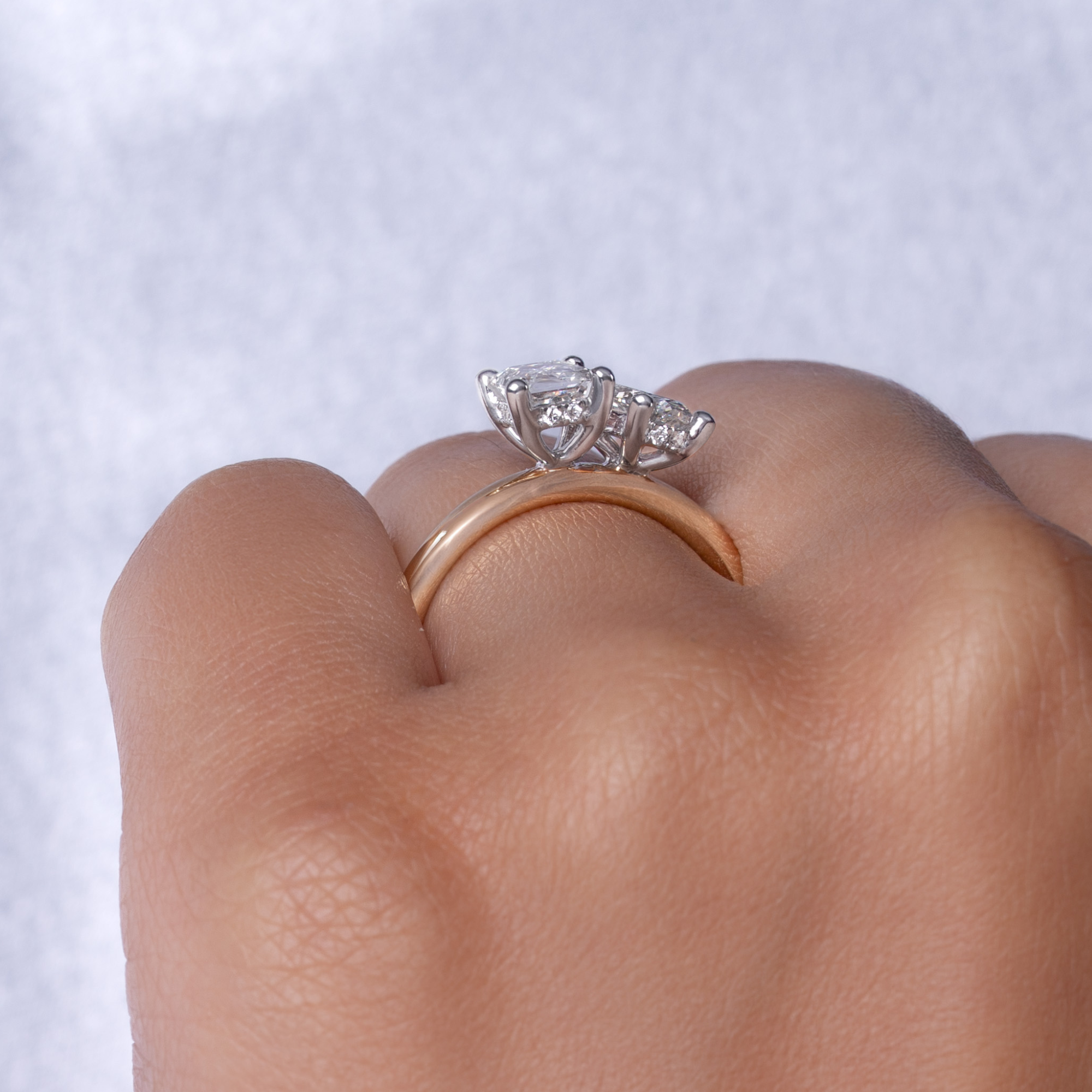 Emerald and Oval Toi et Moi Lab Diamond Engagement Ring with Hidden Halo - Happy Jewelers Fine Jewelry Lifetime Warranty