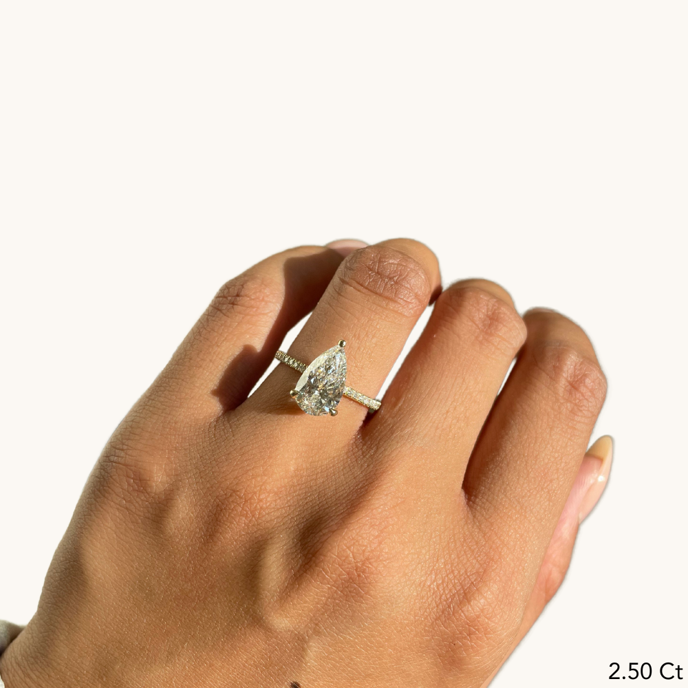 Pear Lab Diamond Engagement Ring with Signature Setting - Happy Jewelers Fine Jewelry Lifetime Warranty