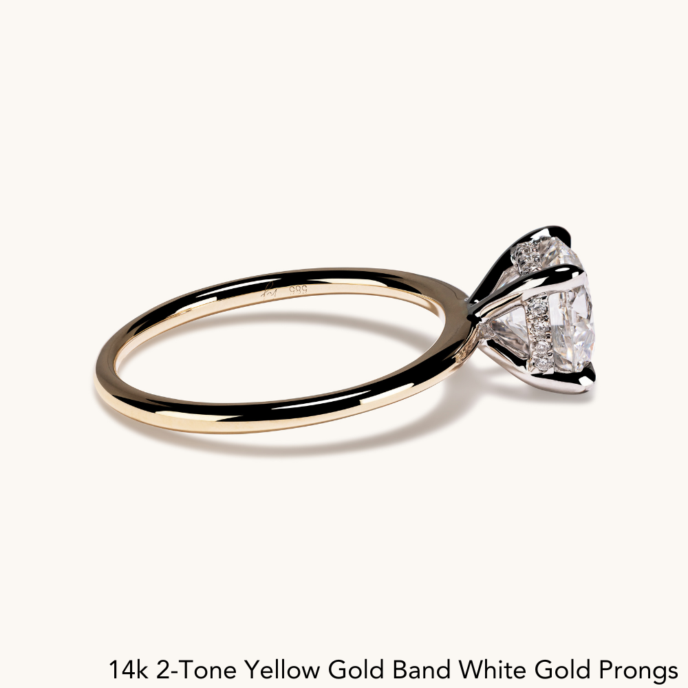 Round Lab Diamond Solitaire Engagement Ring with Hidden Halo - Happy Jewelers Fine Jewelry Lifetime Warranty