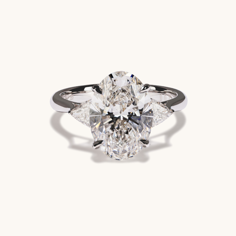 3.70 Oval Lab Diamond 3-Stone Engagement Ring - Happy Jewelers Fine Jewelry Lifetime Warranty