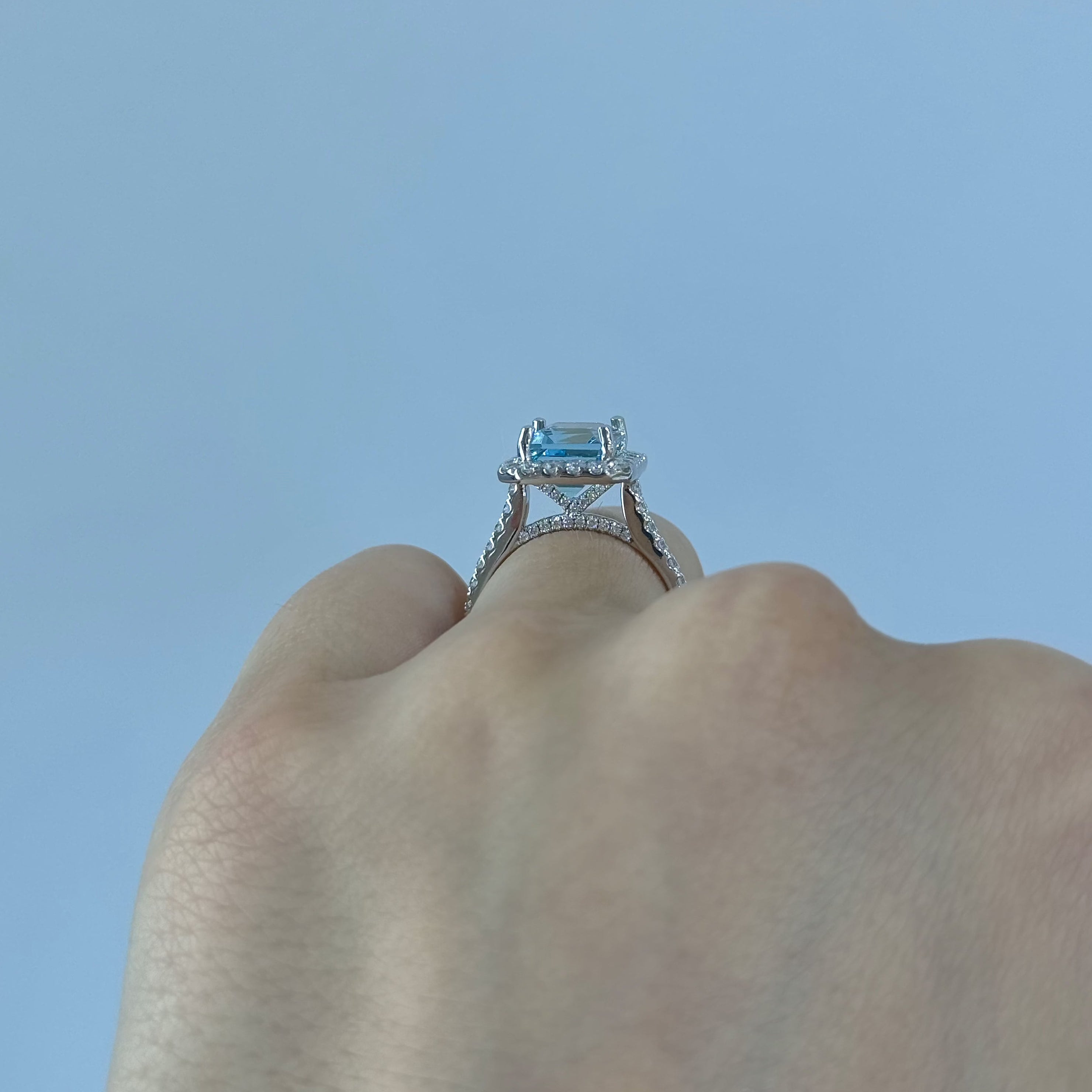 Step-Cut Aquamarine and Diamond Ring - Happy Jewelers Fine Jewelry Lifetime Warranty