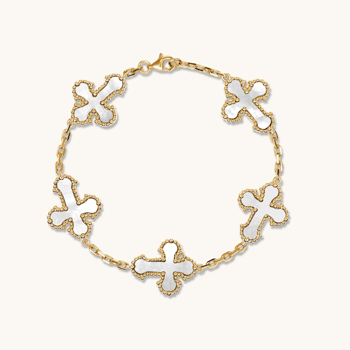 Five Cross Motif Bracelet Mother of Pearl