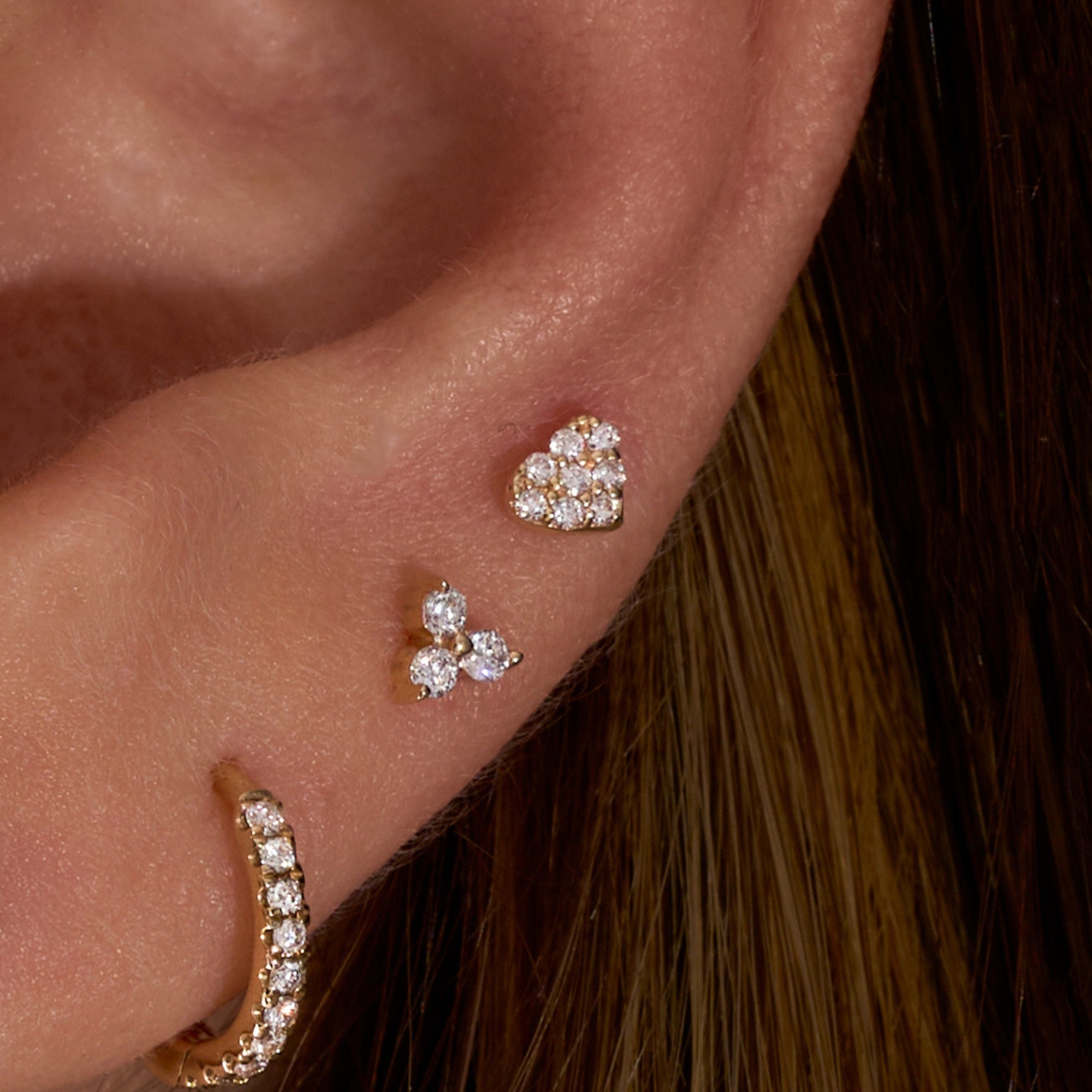 Pave Lab Diamond Heart Flat Back Single Stud Earring - Happy Jewelers Fine Jewelry Lifetime Warranty