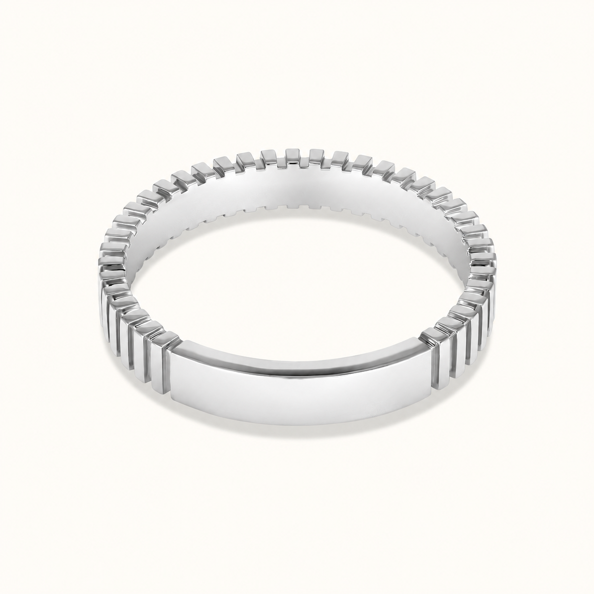 Fluted Personalized ID Ring