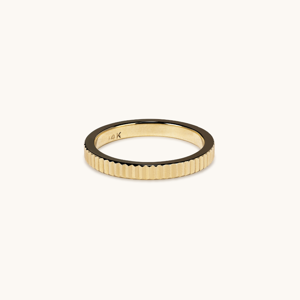 Solid Gold Fluted Band - Happy Jewelers Fine Jewelry Lifetime Warranty