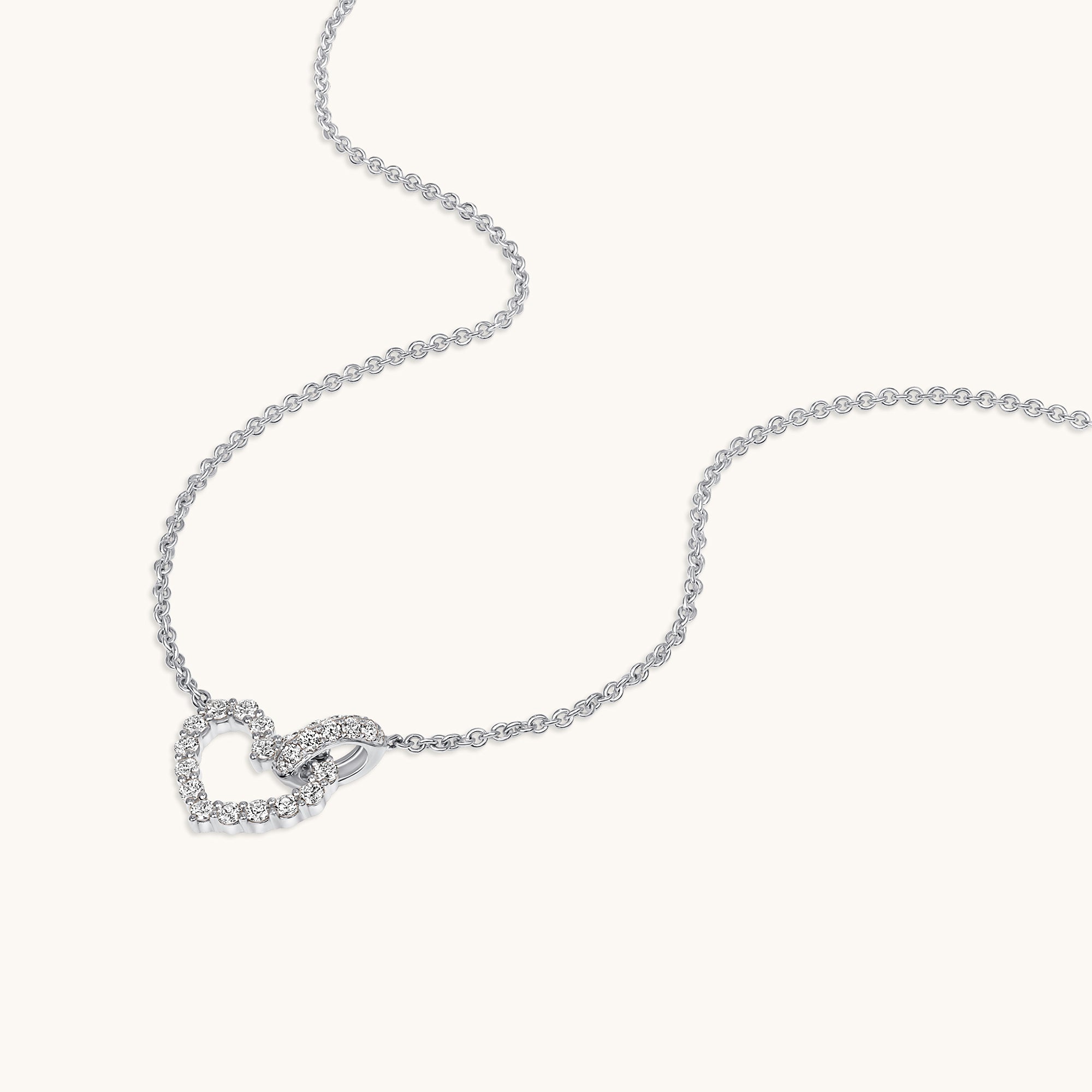White Gold Forever Connected Heart Diamond Necklace