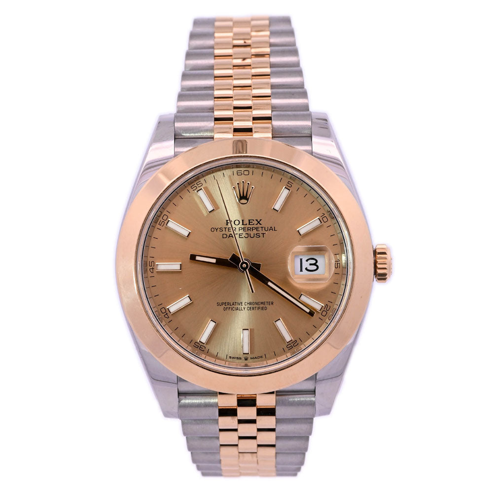 Rolex Datejust Two-Tone Stainless Steel & Yellow Gold 41mm Champagne Stick Dial Watch Reference #: 126333 - Happy Jewelers Fine Jewelry Lifetime Warranty