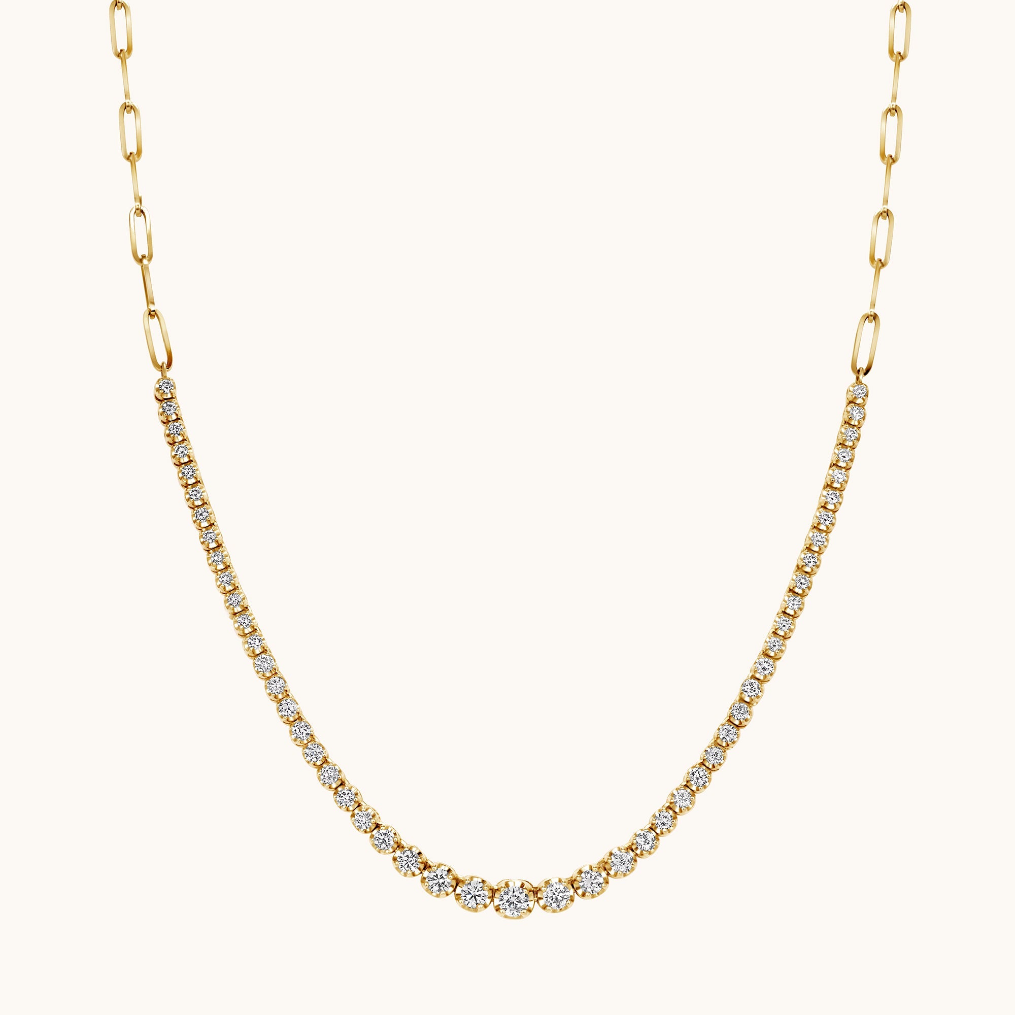 Graduated Half Linked Up Diamond Tennis Necklace - Happy Jewelers Fine Jewelry Lifetime Warranty