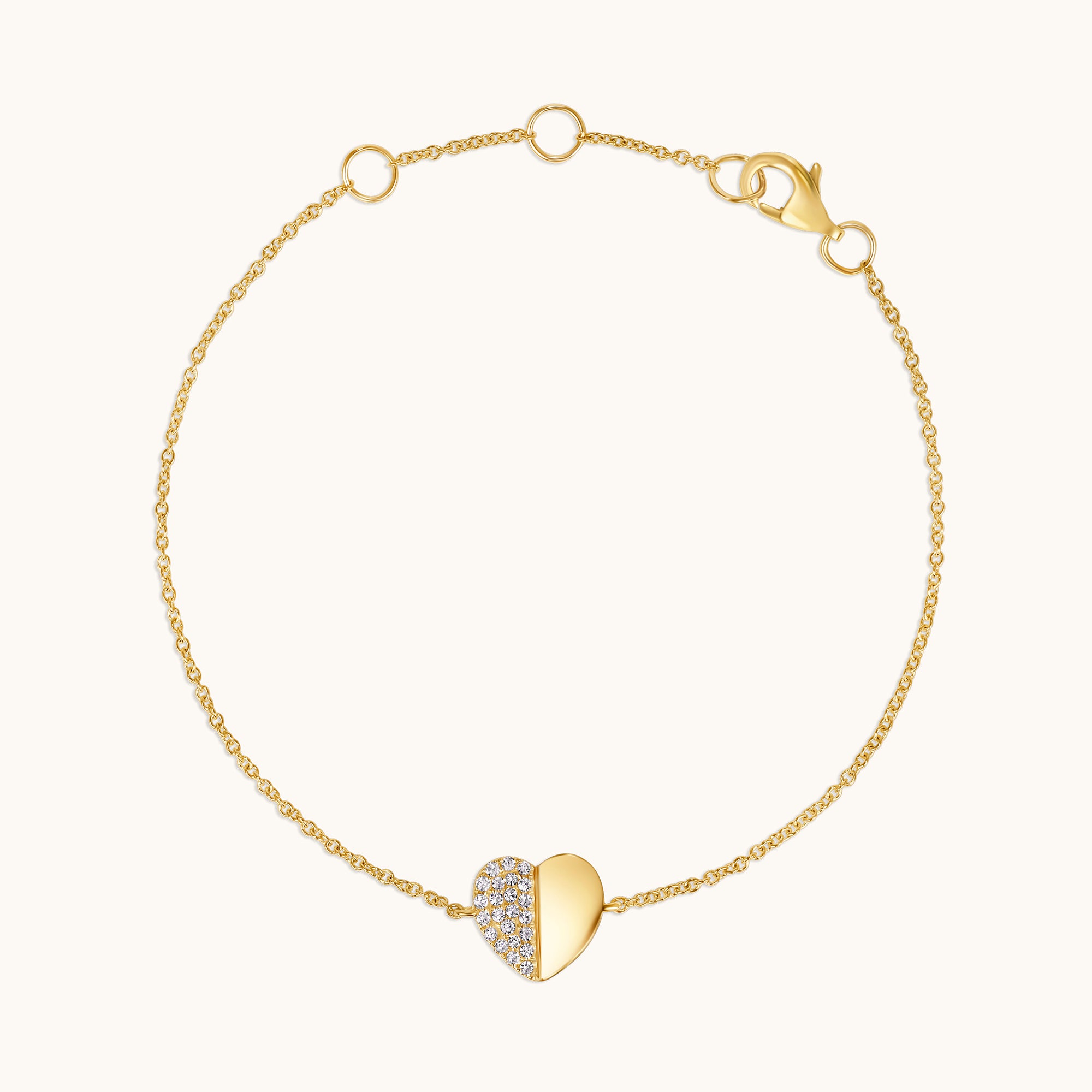 Half-Pave Diamond Heart Bracelet - Happy Jewelers Fine Jewelry Lifetime Warranty