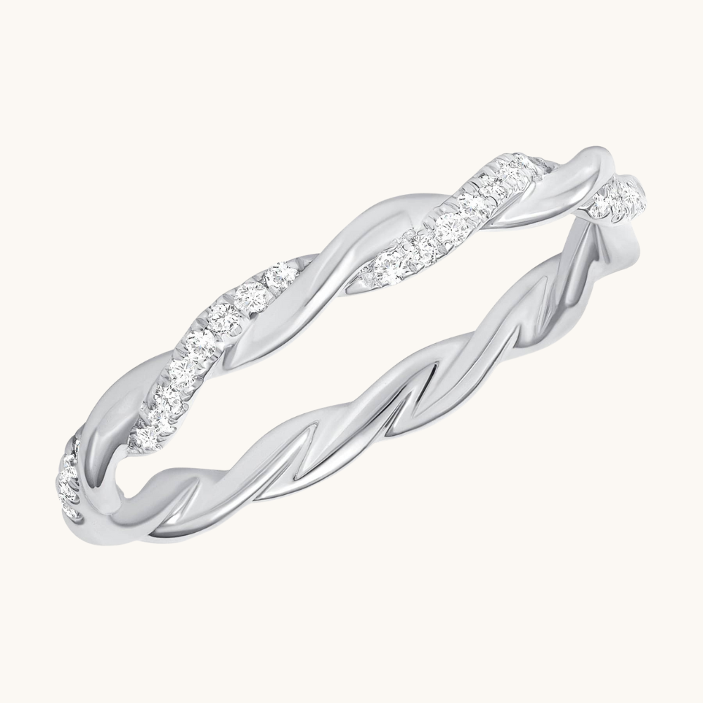 Half Diamond Twist Band - Happy Jewelers Fine Jewelry Lifetime Warranty