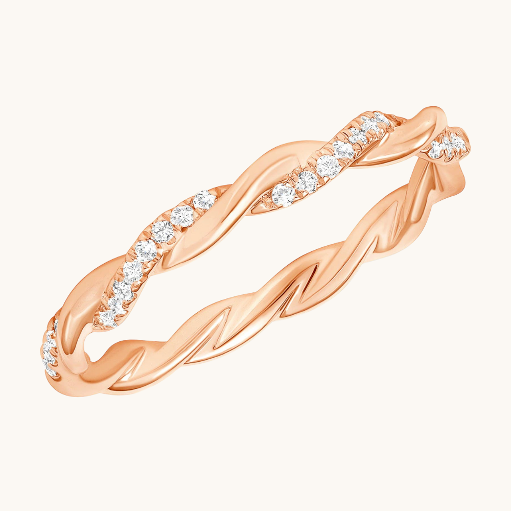 Half Diamond Twist Band - Happy Jewelers Fine Jewelry Lifetime Warranty