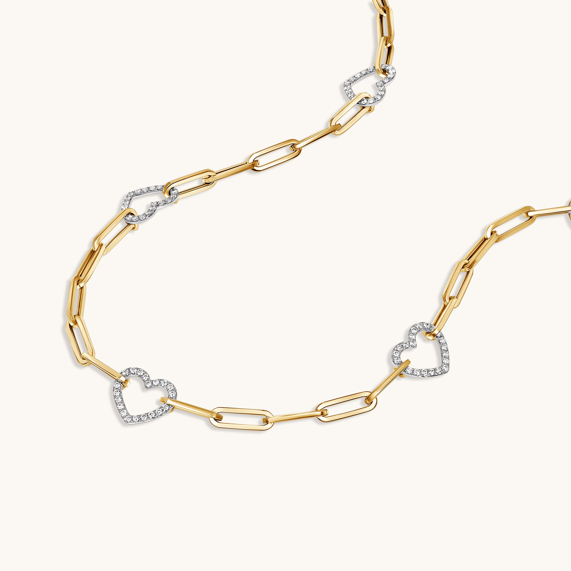 Two Tone Gold Heart Paperclip Chain Necklace