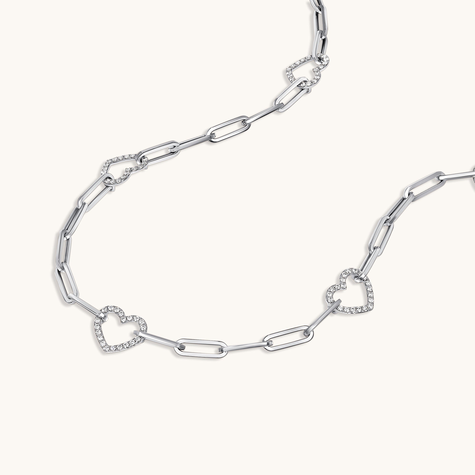White Gold Heart Paperclip Chain Necklace