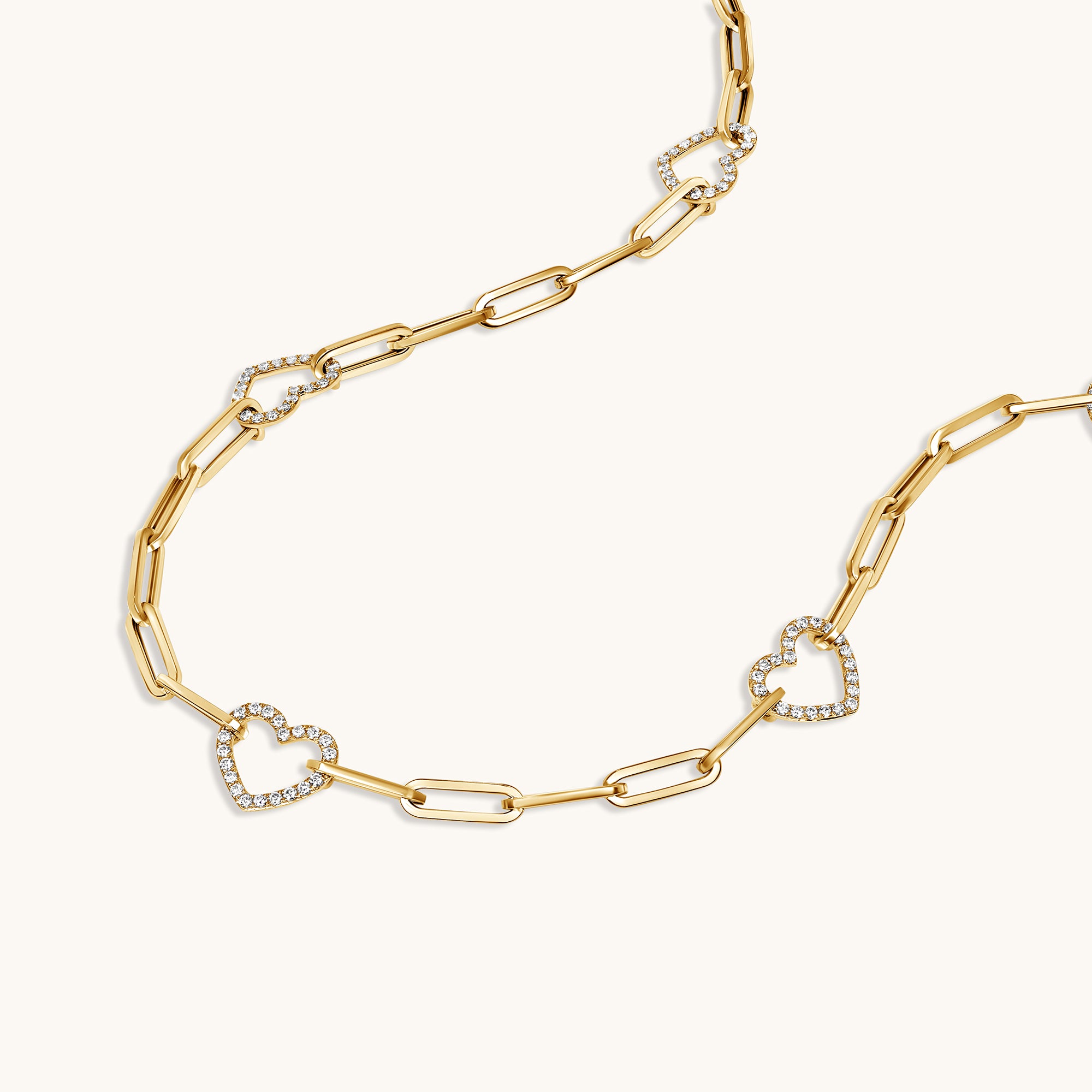 Yellow Gold Heart Paperclip Chain Necklace