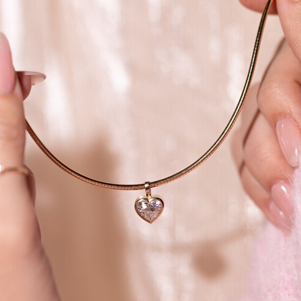 Bezel Lab Diamond Omega Choker Necklace - Happy Jewelers Fine Jewelry Lifetime Warranty