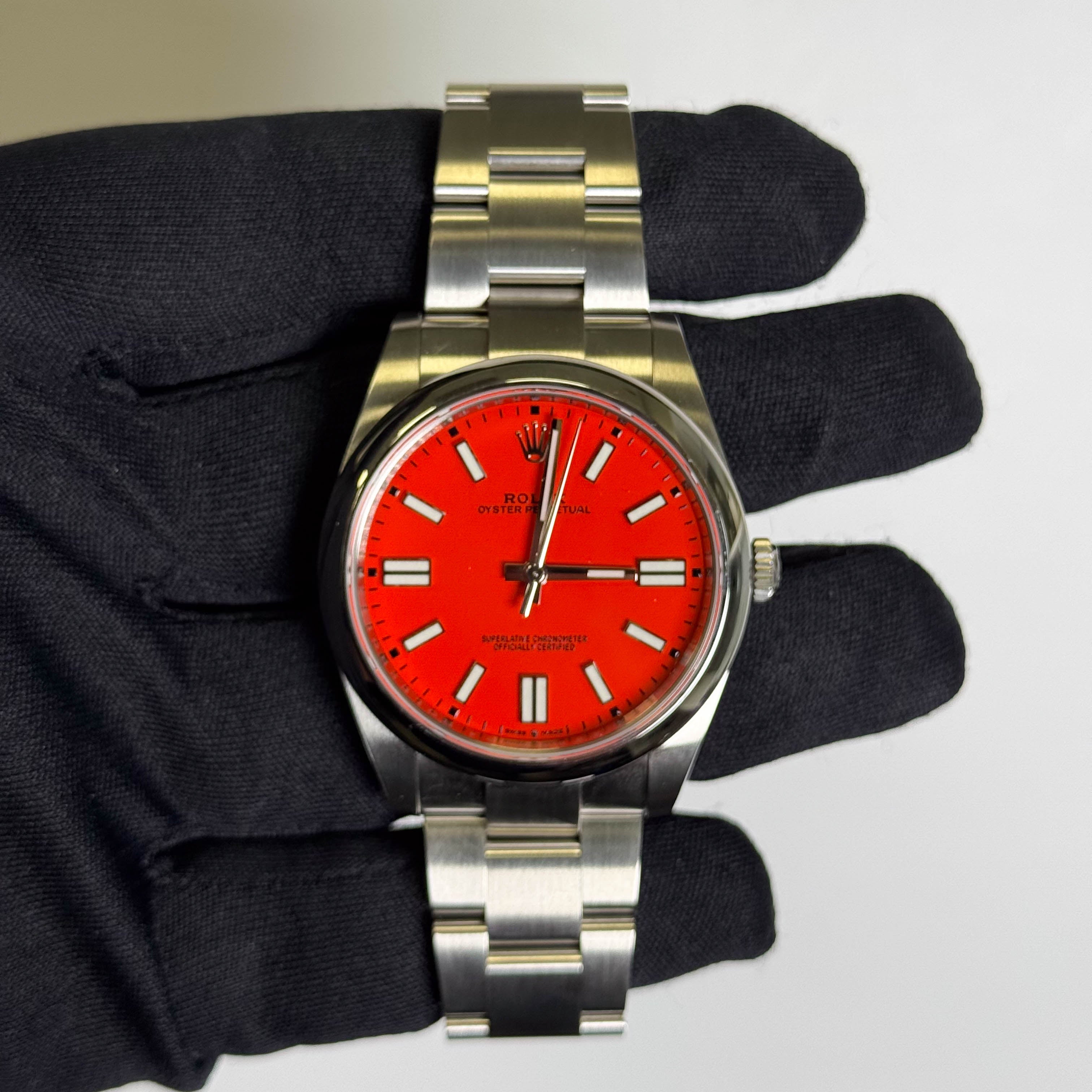Rolex Oyster Perpetual 41mm Red Dial Watch Ref# 124300 - Happy Jewelers Fine Jewelry Lifetime Warranty