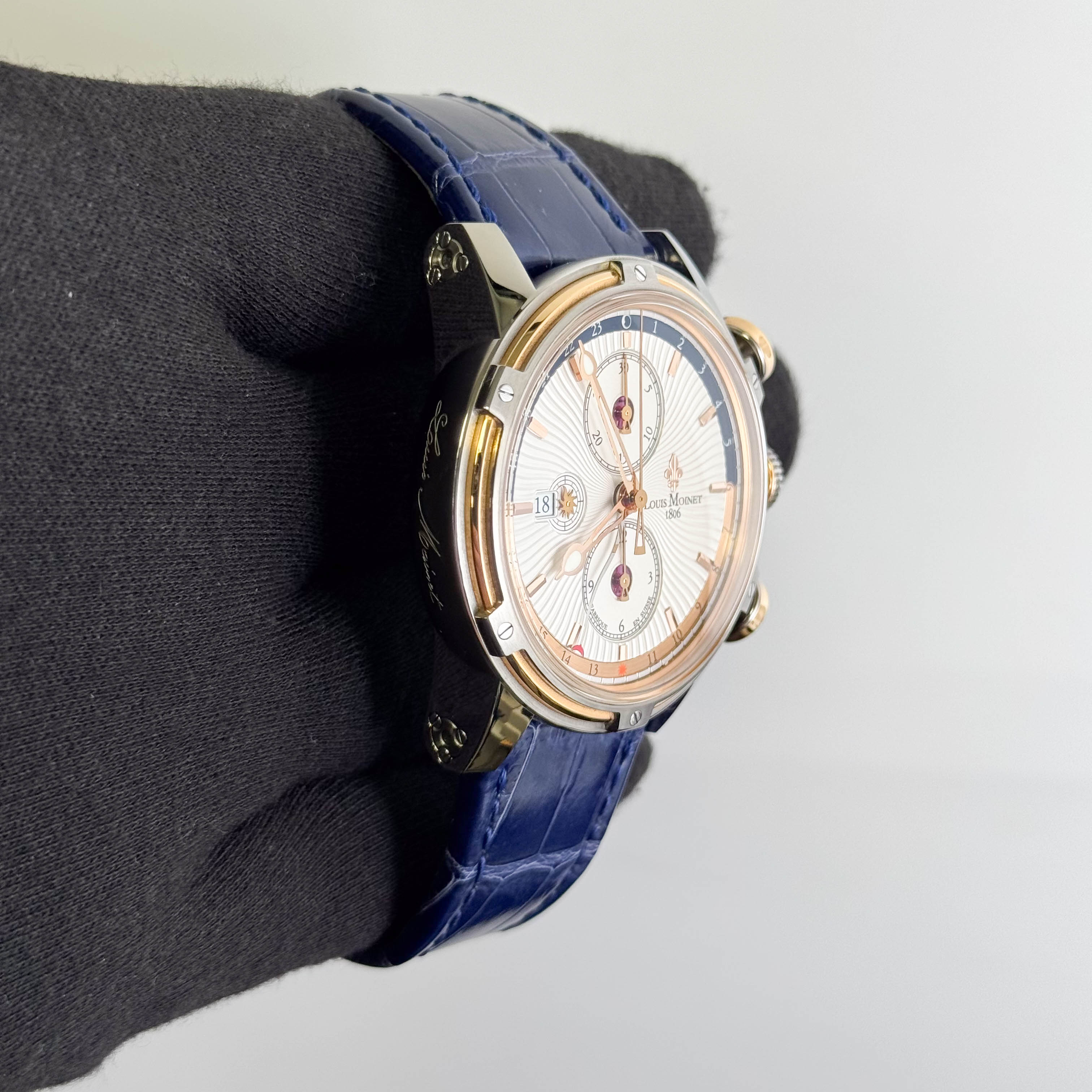 Louis Moinet Geograph 46mm Silver Dial Watch Ref# LM.78.40.65