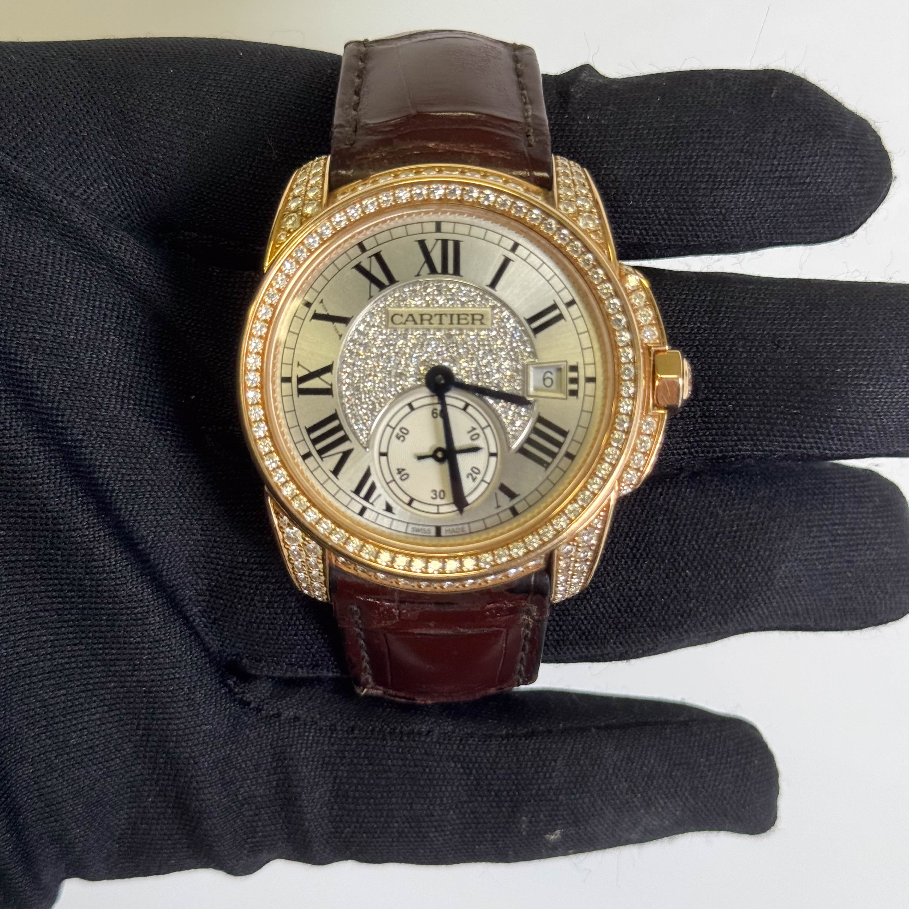 Cartier Calibre 38mm Pave Dial Watch Ref# WF100015
