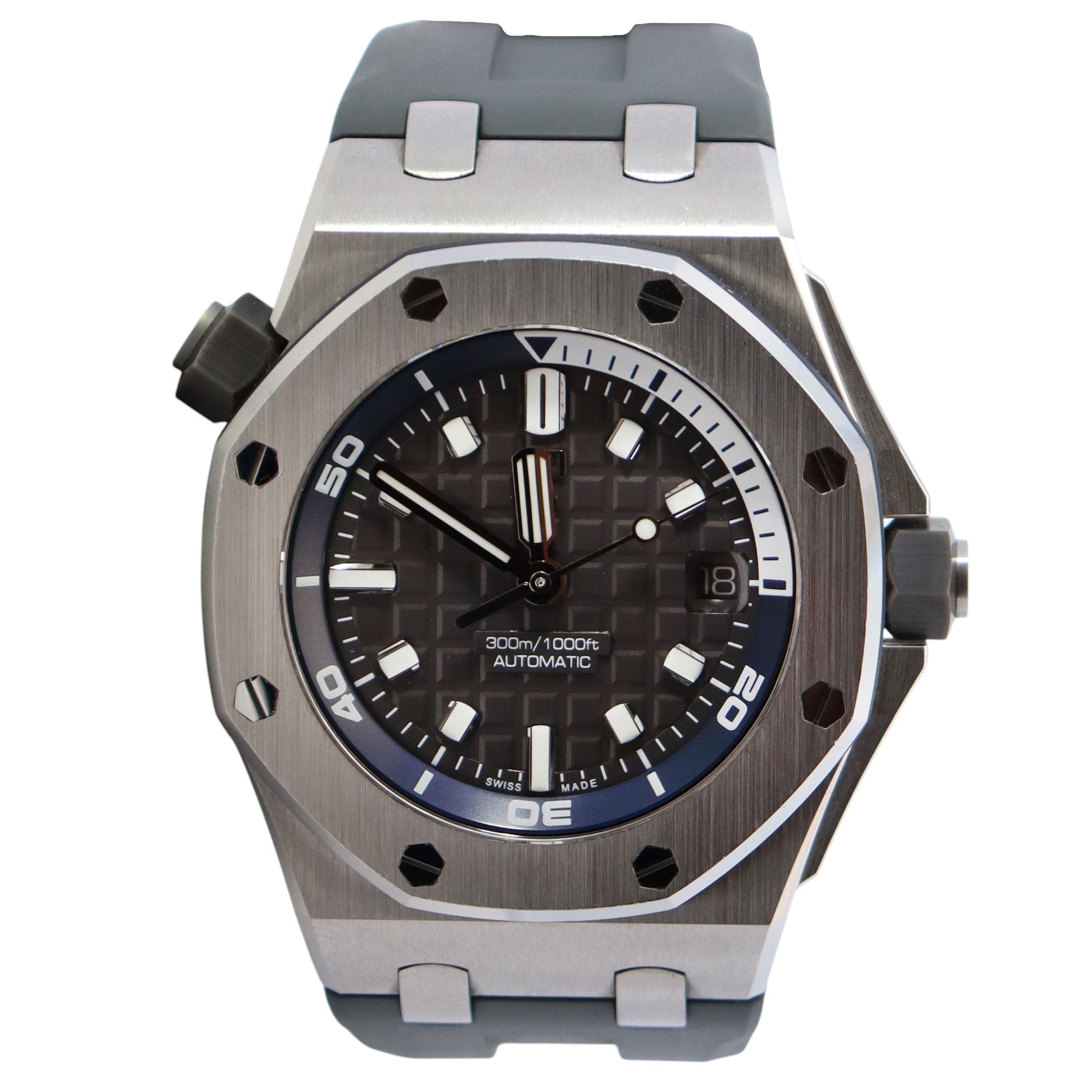 Audemars Piguet Royal Oak 42mm Grey Dial Watch Ref# 15720ST.OO.A009CA.01 - Happy Jewelers Fine Jewelry Lifetime Warranty